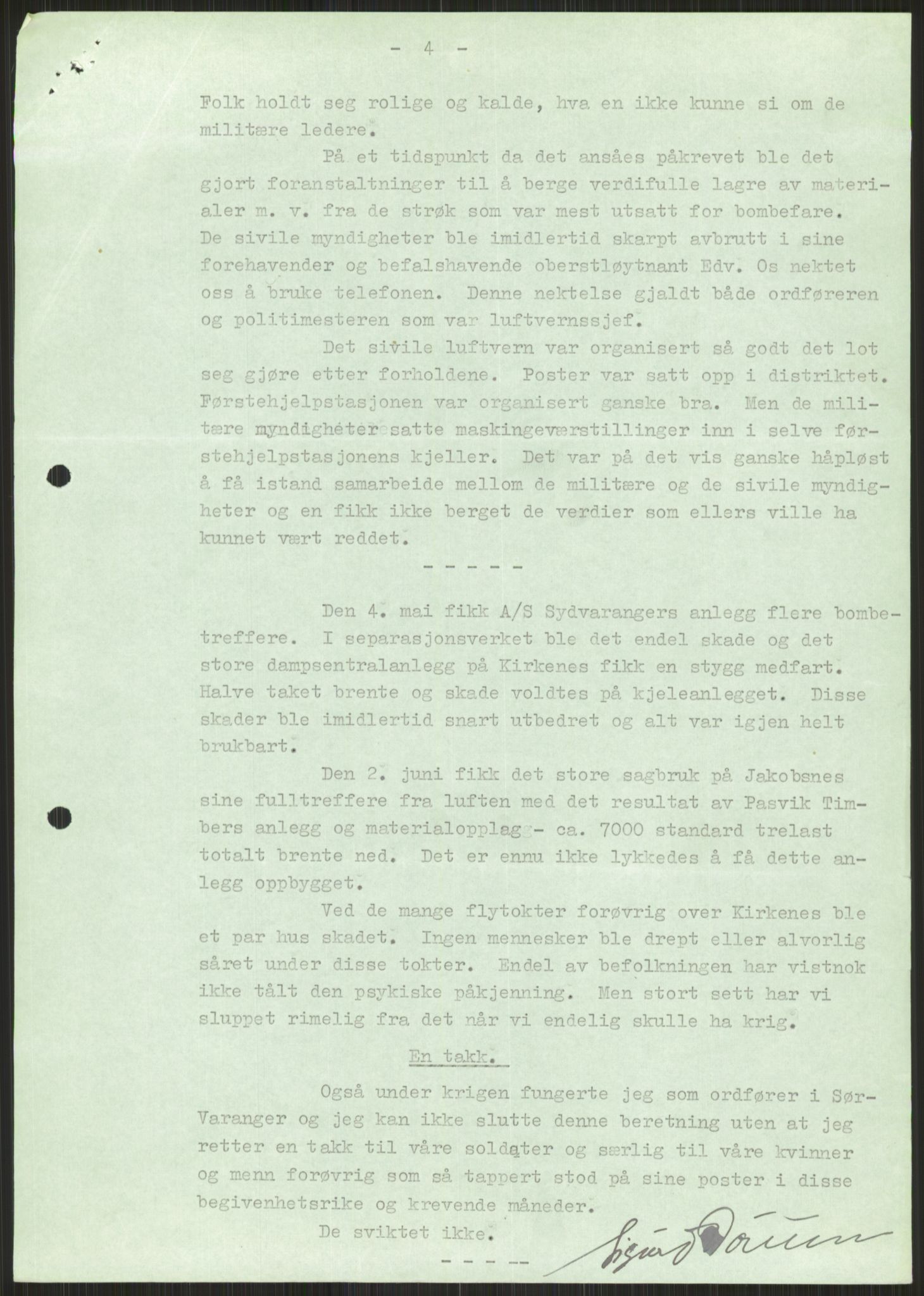 Forsvaret, Forsvarets krigshistoriske avdeling, AV/RA-RAFA-2017/Y/Ya/L0017: II-C-11-31 - Fylkesmenn.  Rapporter om krigsbegivenhetene 1940., 1940, p. 735