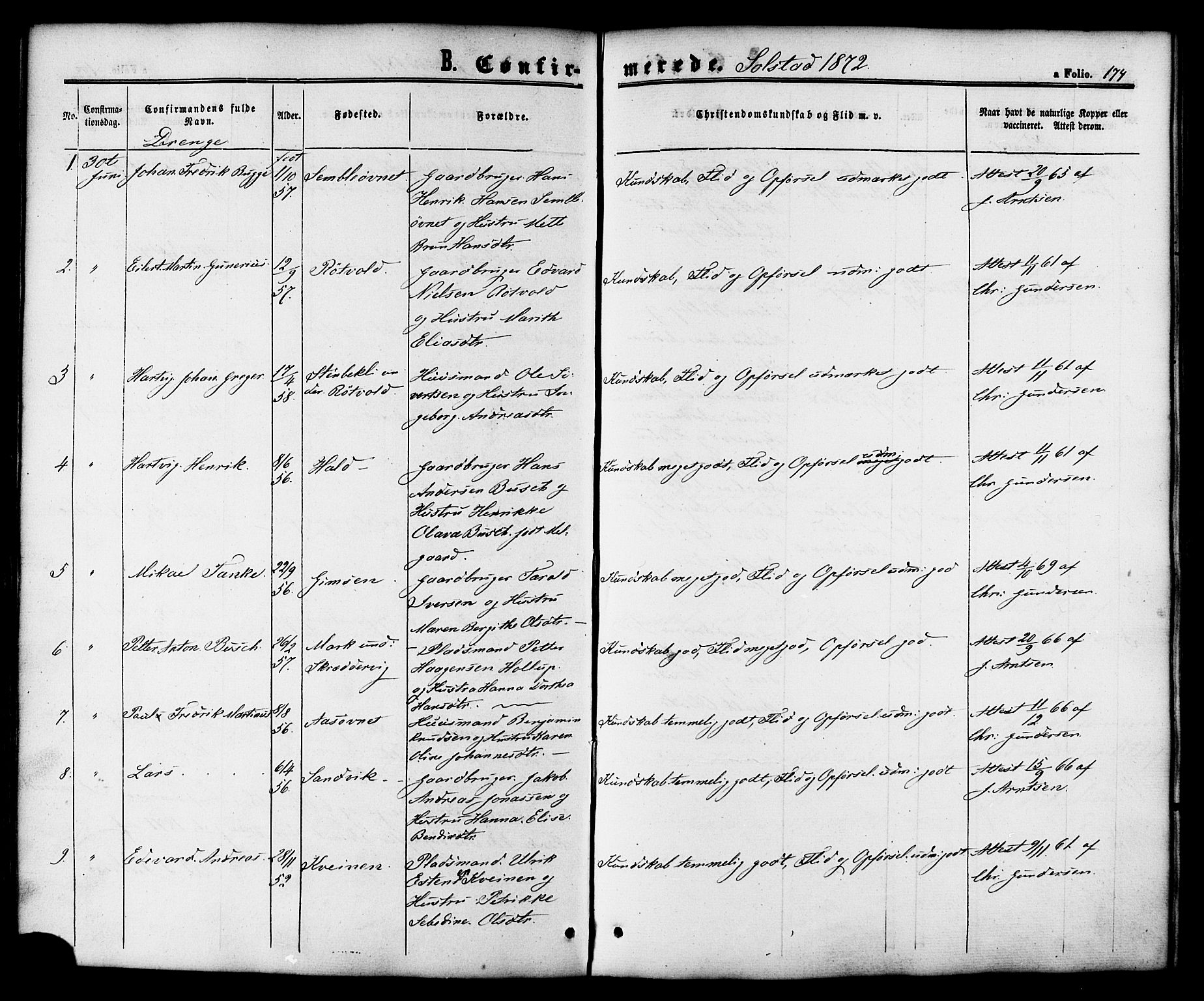 Ministerialprotokoller, klokkerbøker og fødselsregistre - Nordland, AV/SAT-A-1459/810/L0147: Parish register (official) no. 810A08 /2, 1862-1874, p. 174