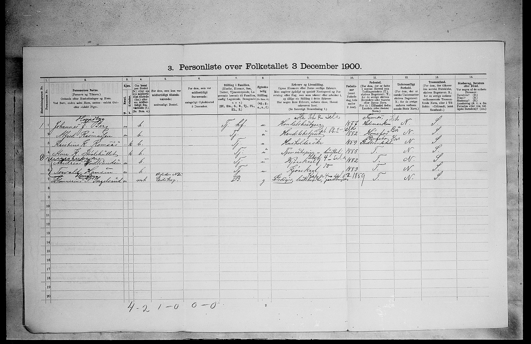 SAH, 1900 census for Eidskog, 1900, p. 1228