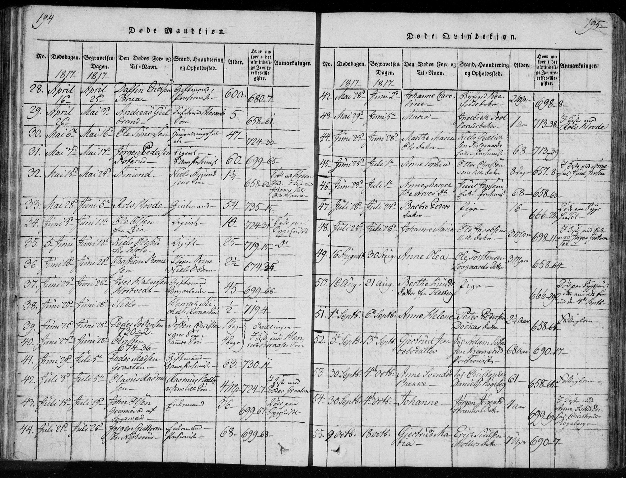 Kongsberg kirkebøker, AV/SAKO-A-22/F/Fa/L0008: Parish register (official) no. I 8, 1816-1839, p. 194-195