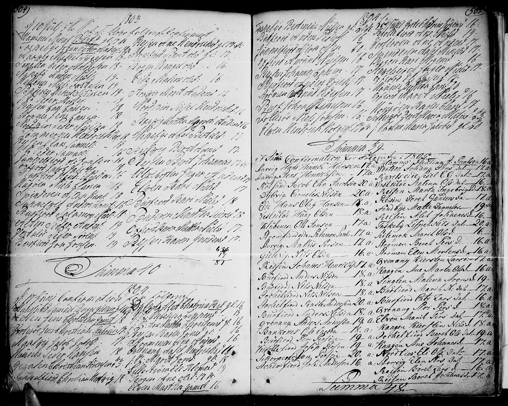 Skjervøy sokneprestkontor, SATØ/S-1300/H/Ha/Haa/L0002kirke: Parish register (official) no. 2, 1781-1817, p. 504-505