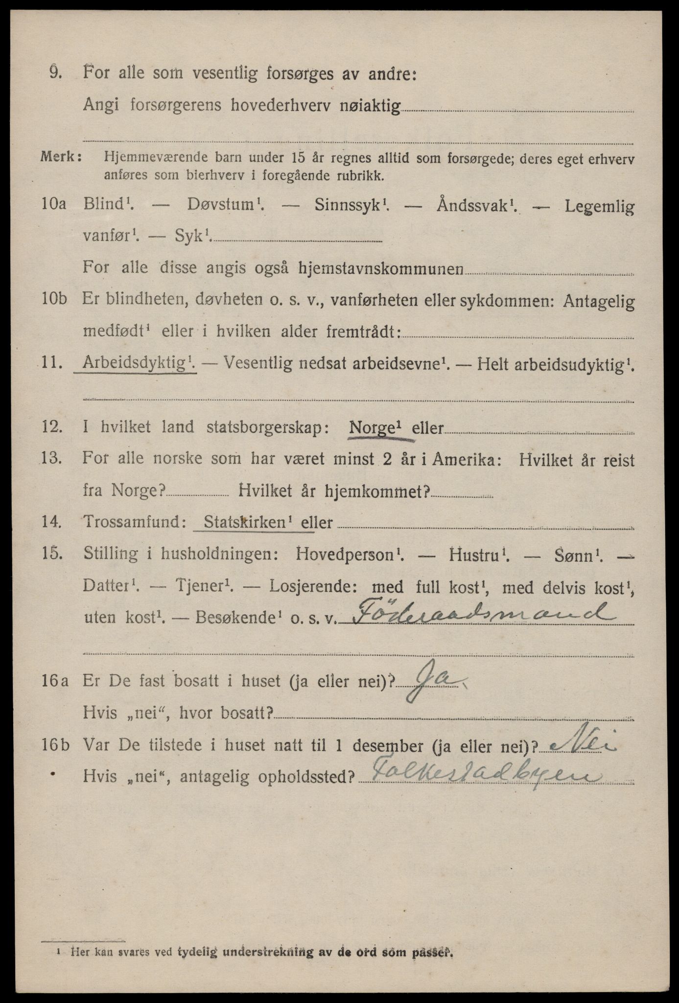 SAKO, 1920 census for Fyresdal, 1920, p. 4160