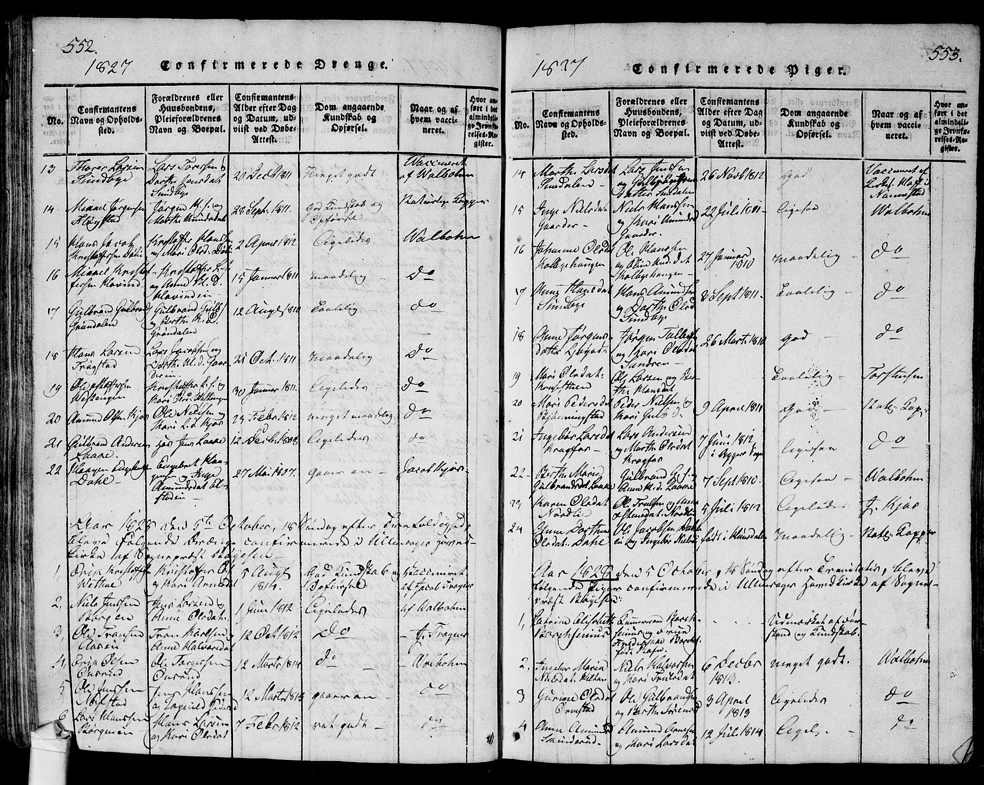 Ullensaker prestekontor Kirkebøker, AV/SAO-A-10236a/G/Ga/L0001: Parish register (copy) no. I 1, 1815-1835, p. 552-553