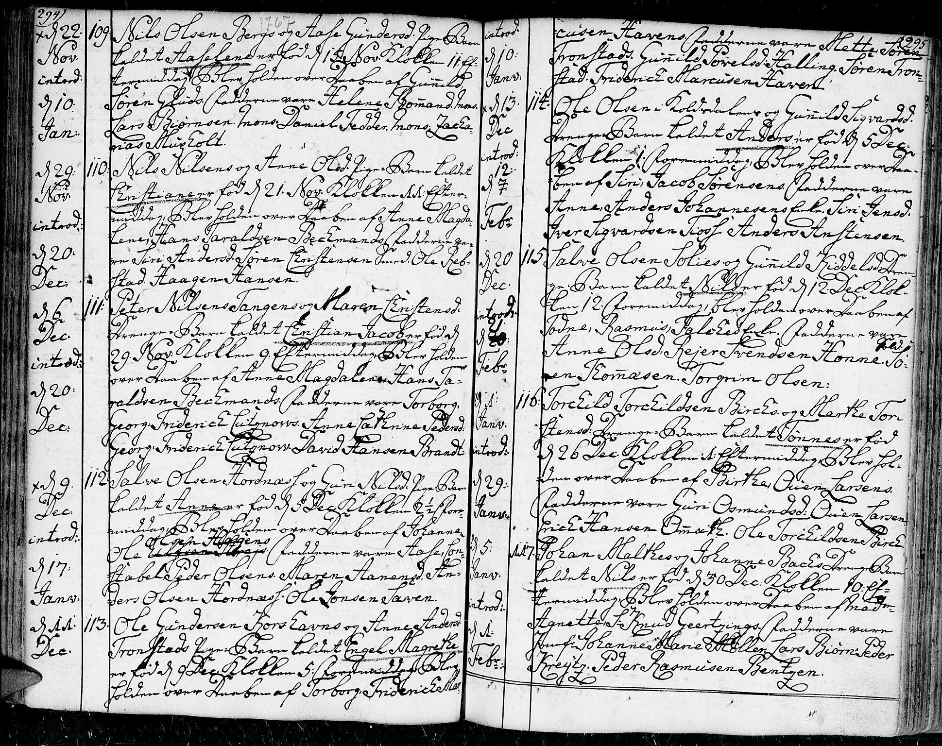 Kristiansand domprosti, AV/SAK-1112-0006/F/Fa/L0002: Parish register (official) no. A 2, 1755-1778, p. 294-295