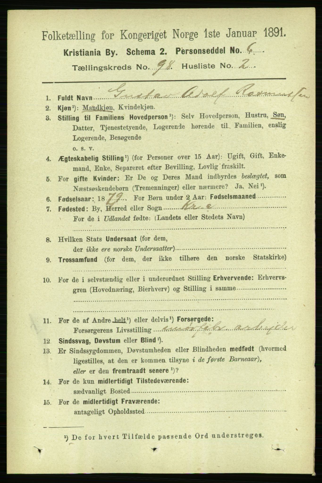 RA, 1891 census for 0301 Kristiania, 1891, p. 47739