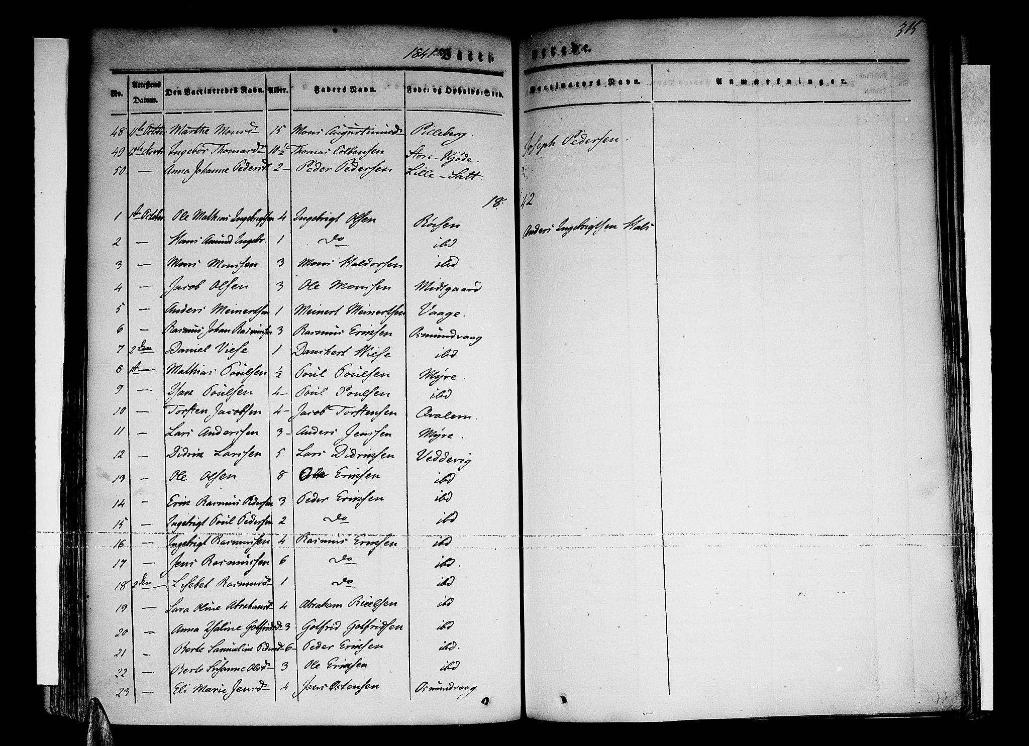 Selje sokneprestembete, SAB/A-99938/H/Ha/Haa/Haaa: Parish register (official) no. A 9, 1829-1844, p. 315