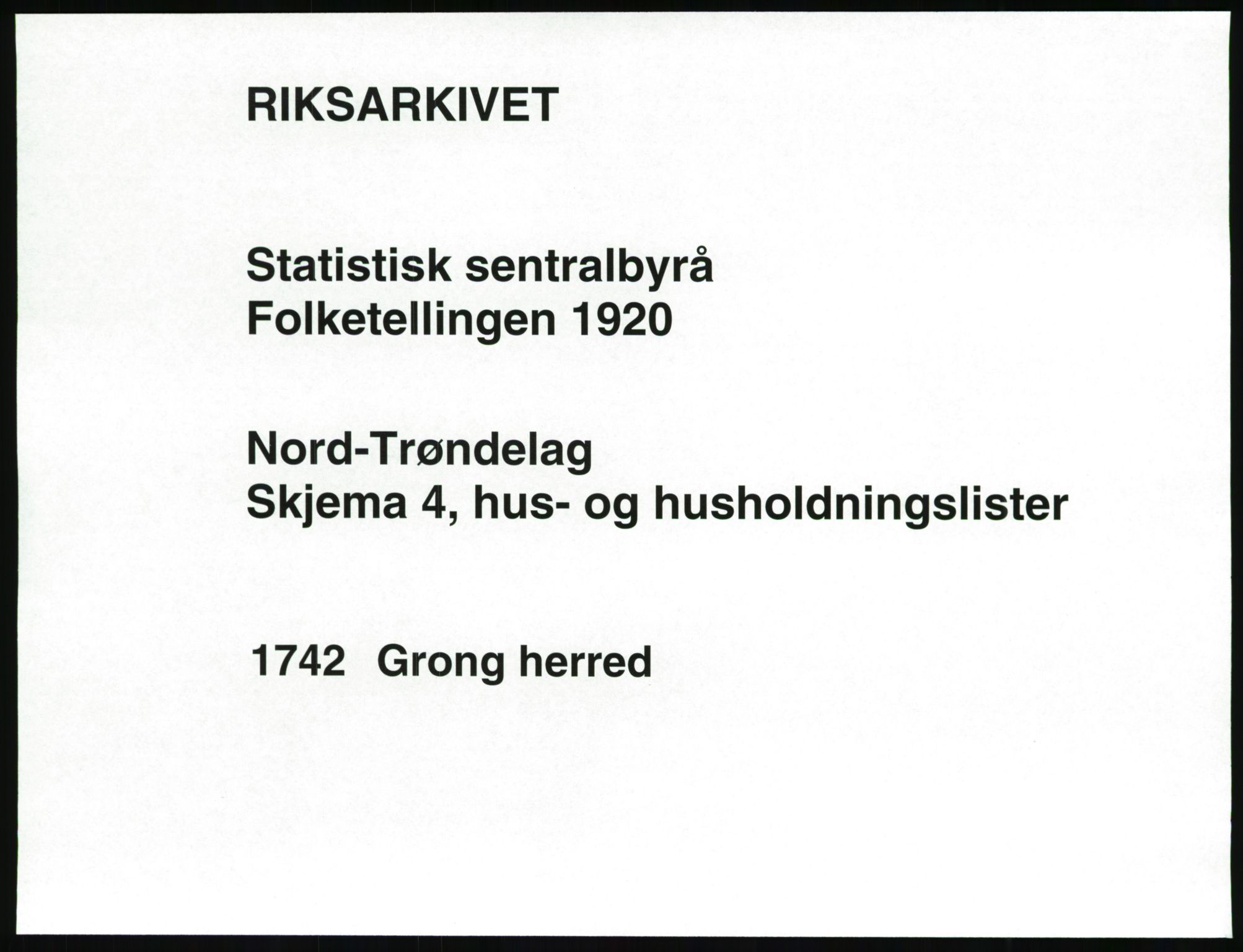 SAT, 1920 census for Grong, 1920, p. 45