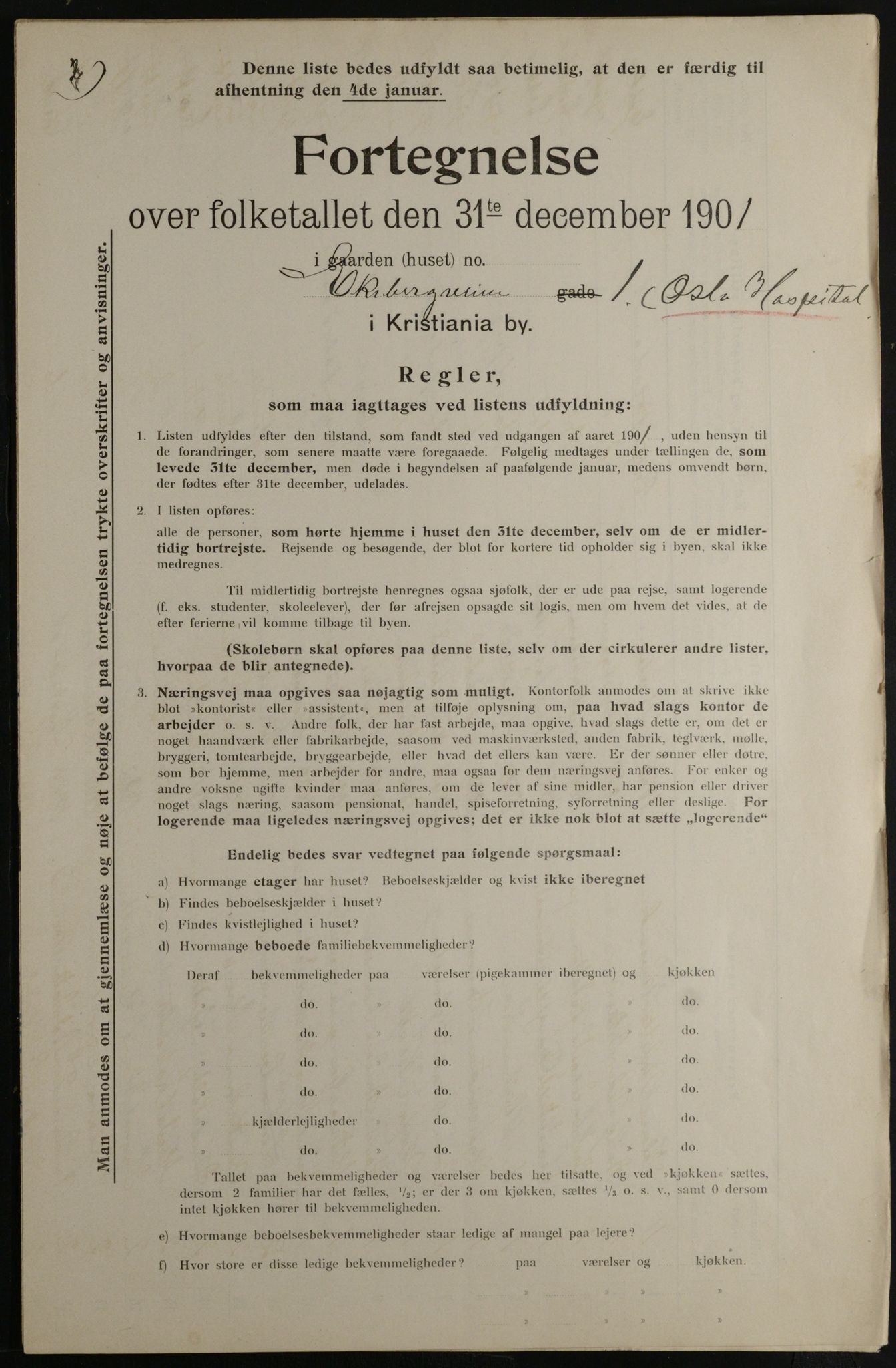 OBA, Municipal Census 1901 for Kristiania, 1901, p. 3186