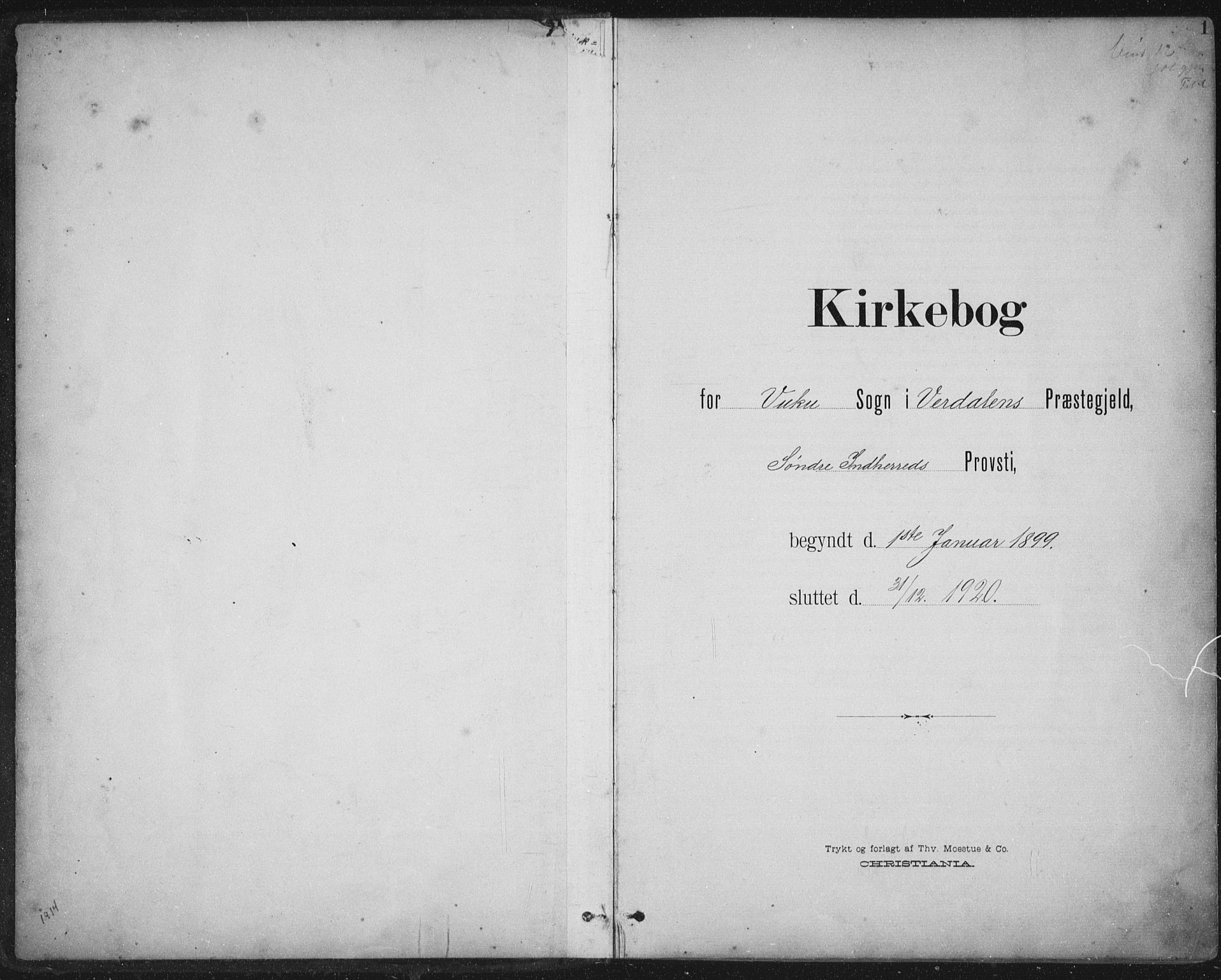 Ministerialprotokoller, klokkerbøker og fødselsregistre - Nord-Trøndelag, SAT/A-1458/724/L0269: Parish register (copy) no. 724C05, 1899-1920, p. 1