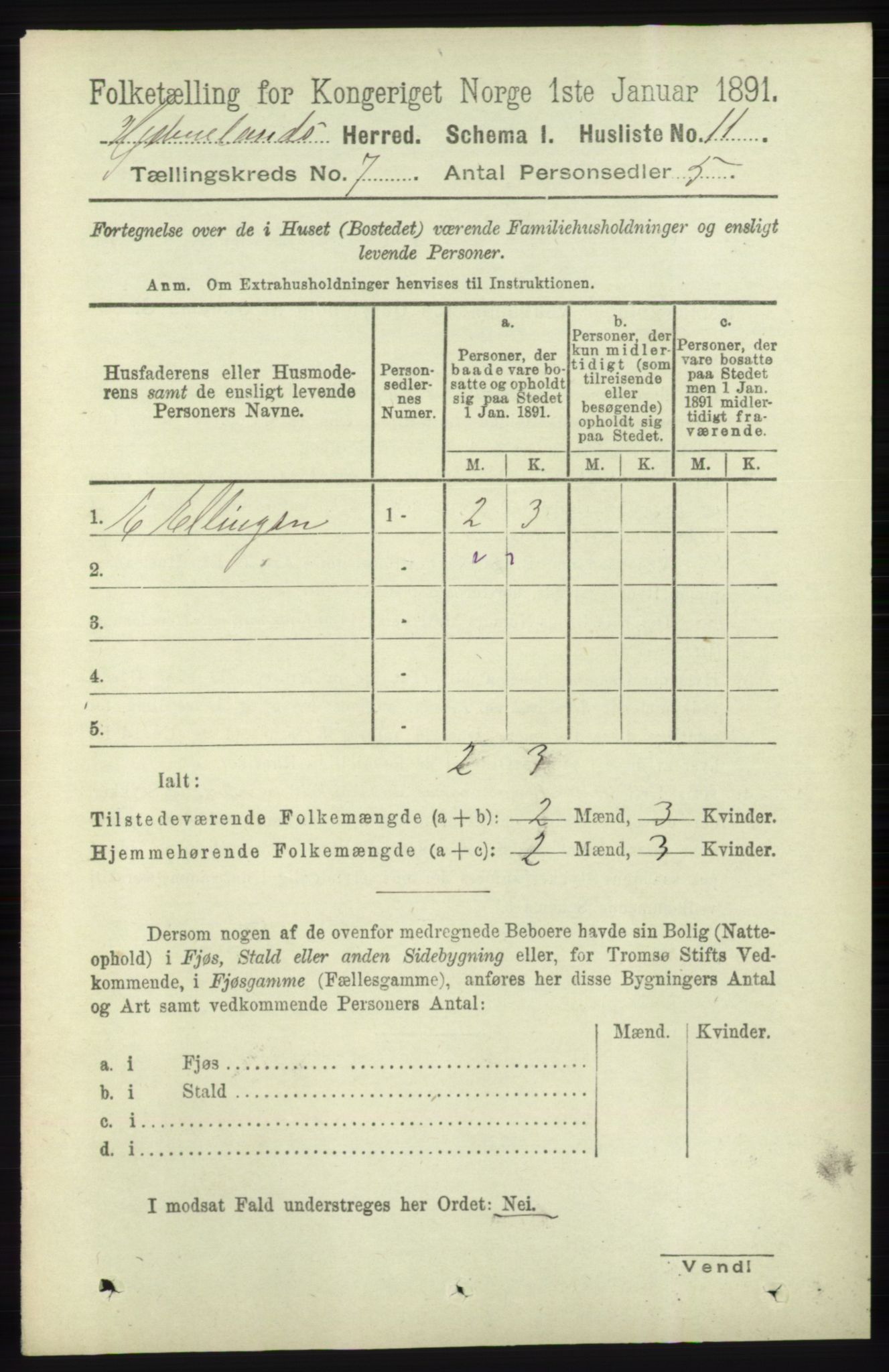 RA, 1891 census for 1133 Hjelmeland, 1891, p. 1875