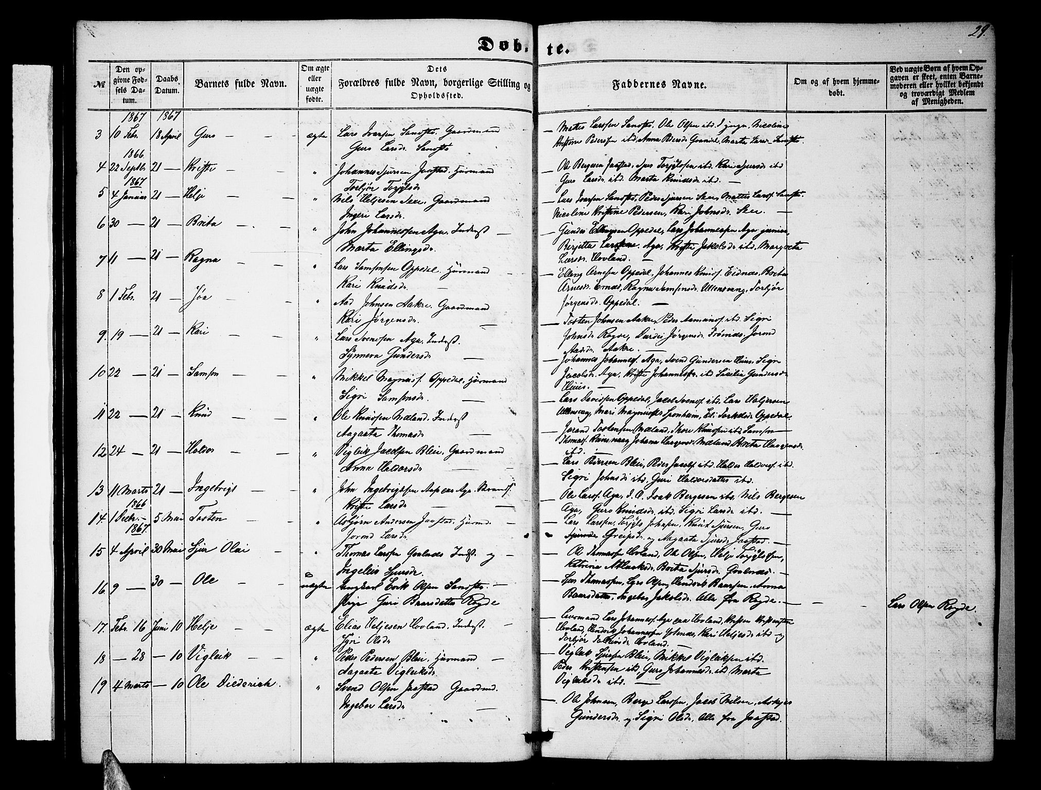 Ullensvang sokneprestembete, SAB/A-78701/H/Hab: Parish register (copy) no. B 10, 1858-1886, p. 29