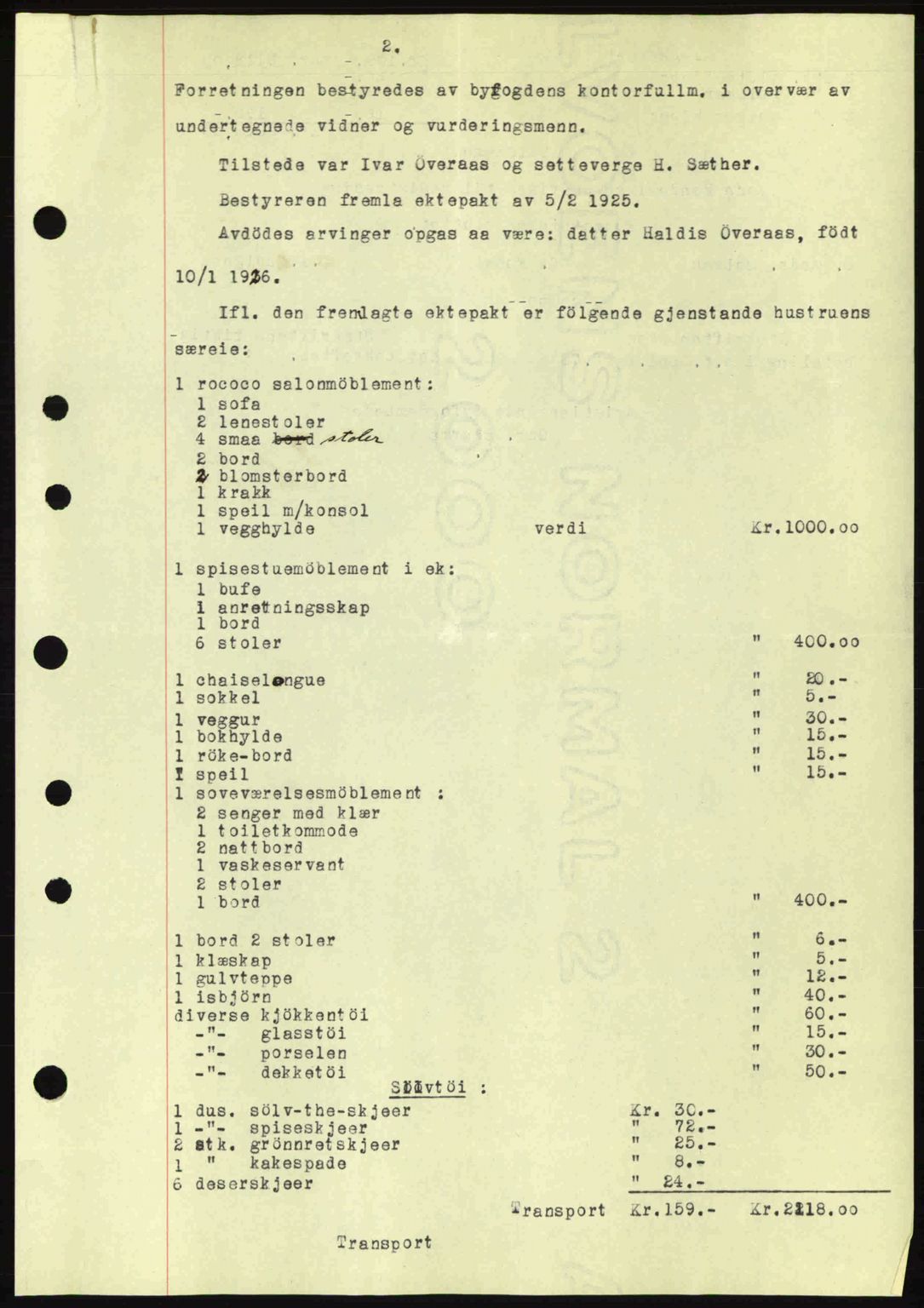 Kristiansund byfogd, AV/SAT-A-4587/A/27: Mortgage book no. 31, 1938-1939, Diary no: : 304/1938