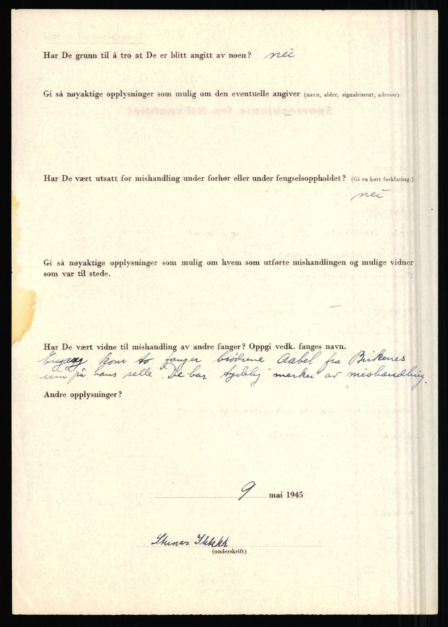 Rikspolitisjefen, AV/RA-S-1560/L/L0007: Heen, Erik C. - Iversen, Trygve, 1940-1945, p. 1082