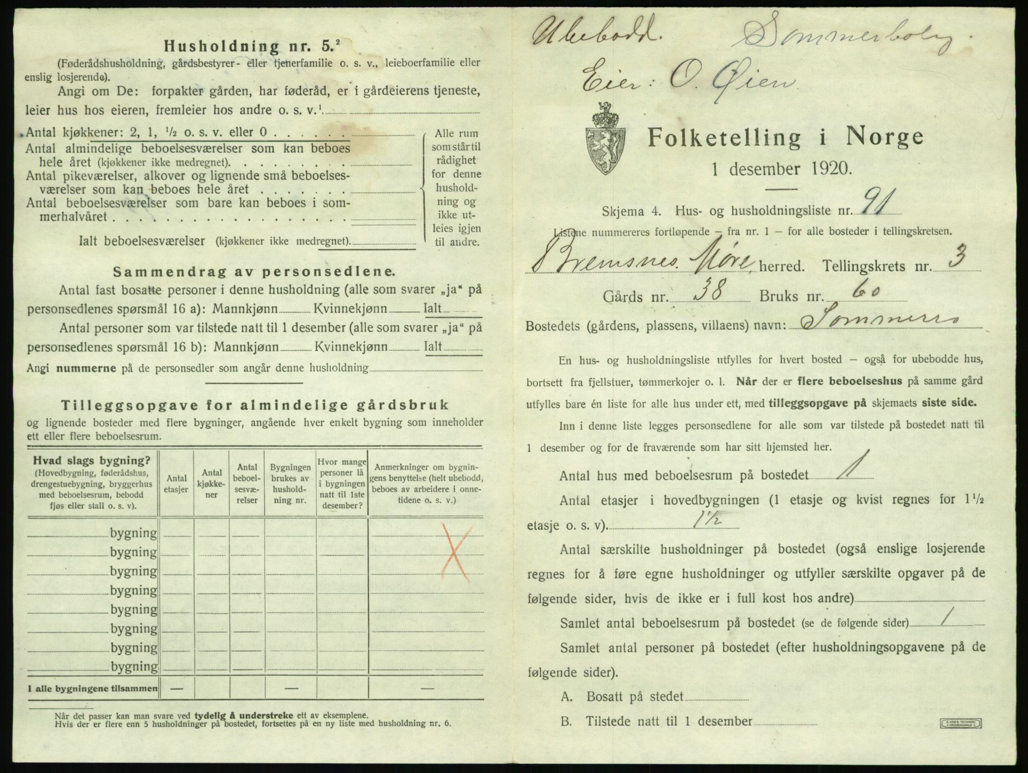 SAT, 1920 census for Bremsnes, 1920, p. 513