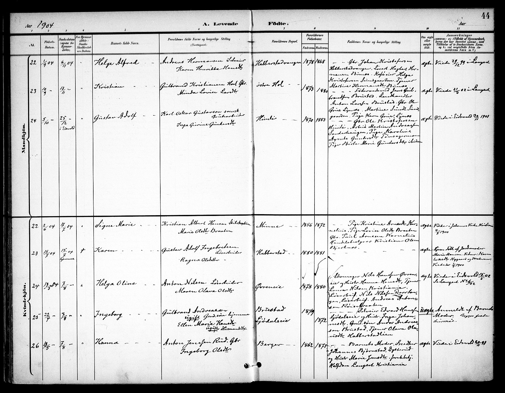 Eidsvoll prestekontor Kirkebøker, AV/SAO-A-10888/F/Fb/L0002: Parish register (official) no. II 2, 1897-1907, p. 44
