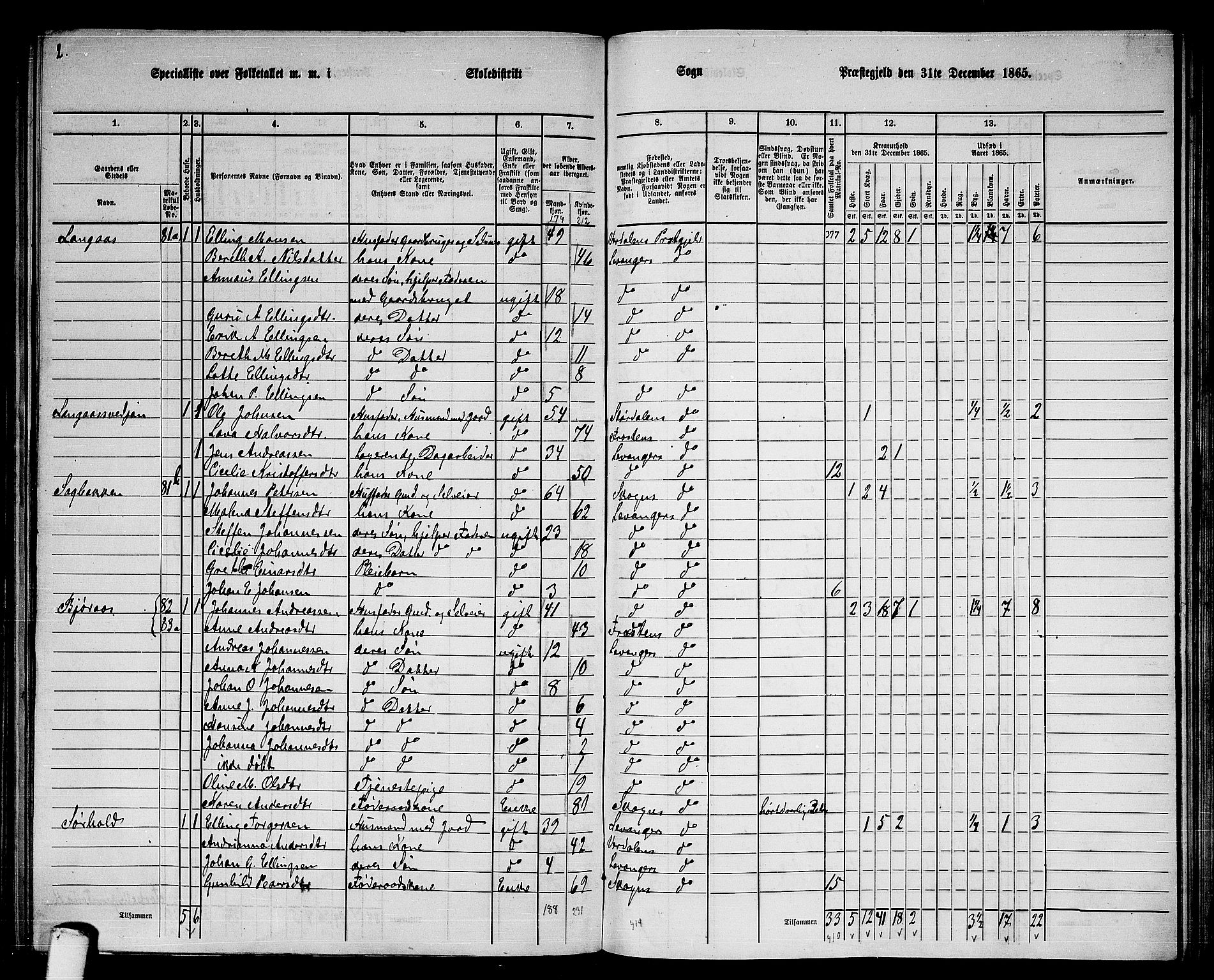 RA, 1865 census for Levanger/Levanger, 1865, p. 41