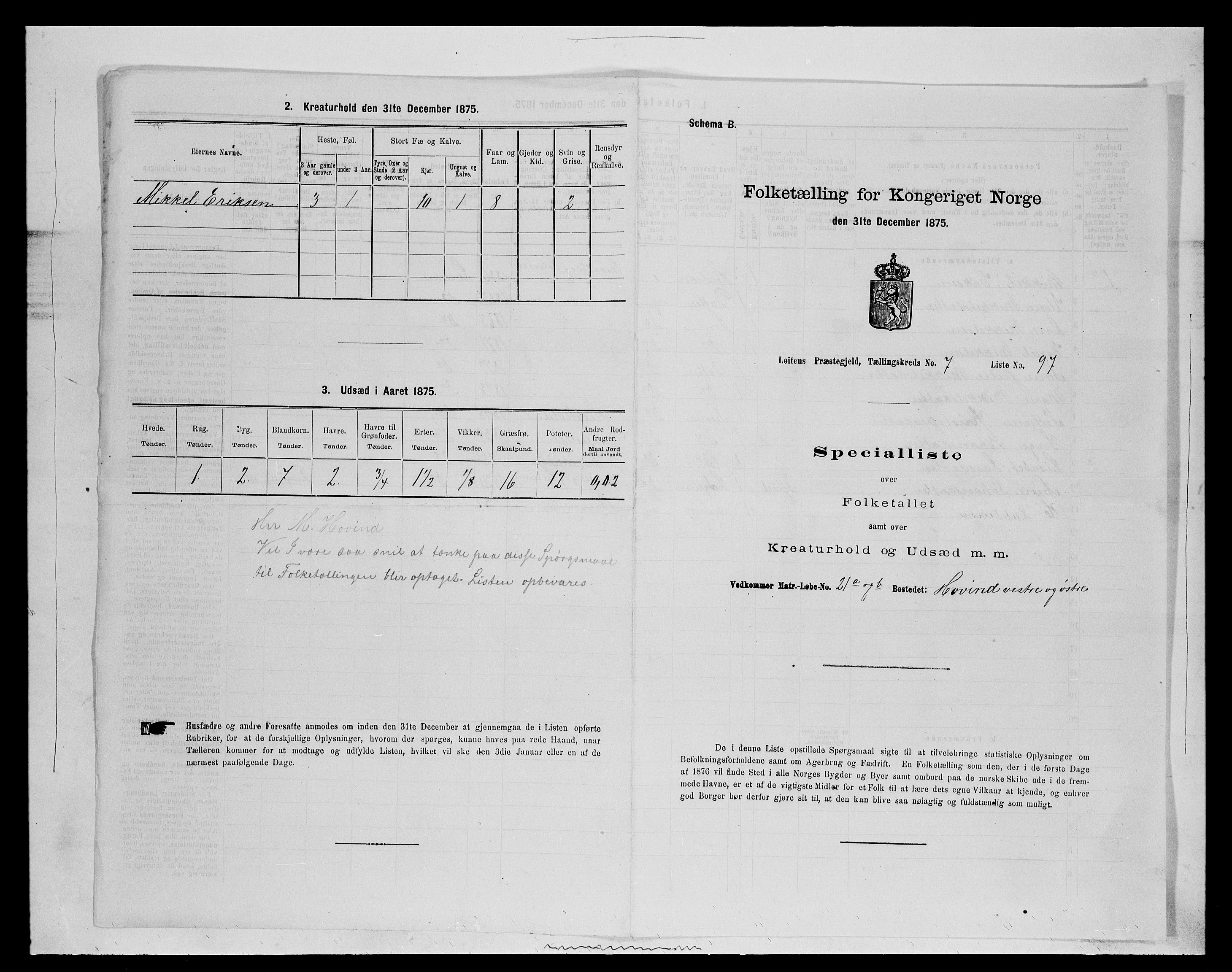 SAH, 1875 census for 0415P Løten, 1875, p. 1666