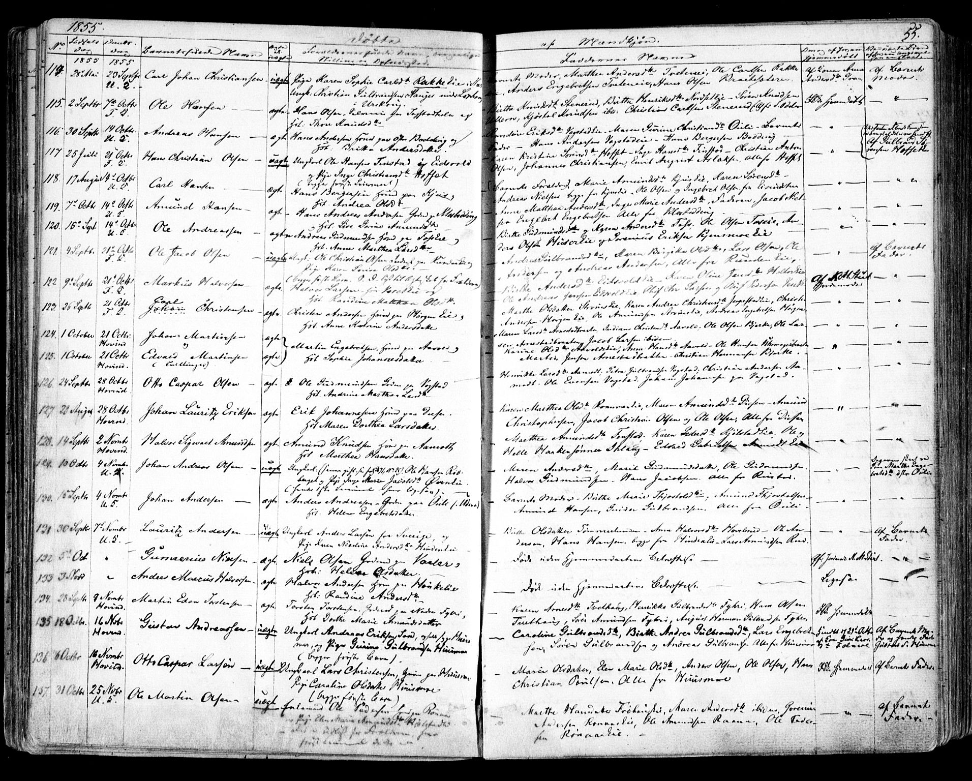 Nes prestekontor Kirkebøker, SAO/A-10410/F/Fa/L0007: Parish register (official) no. I 7, 1846-1858, p. 55