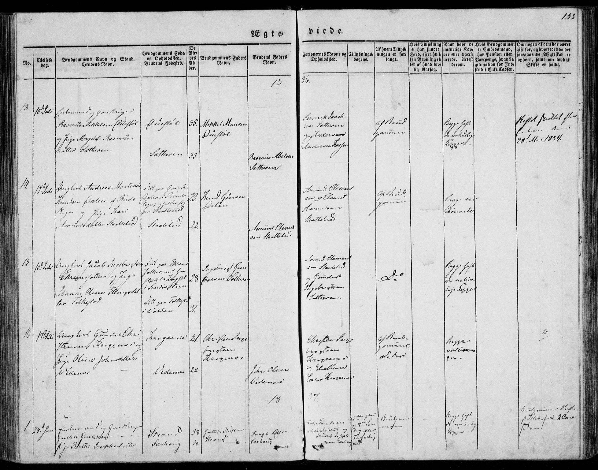 Ministerialprotokoller, klokkerbøker og fødselsregistre - Møre og Romsdal, SAT/A-1454/501/L0005: Parish register (official) no. 501A05, 1831-1844, p. 153
