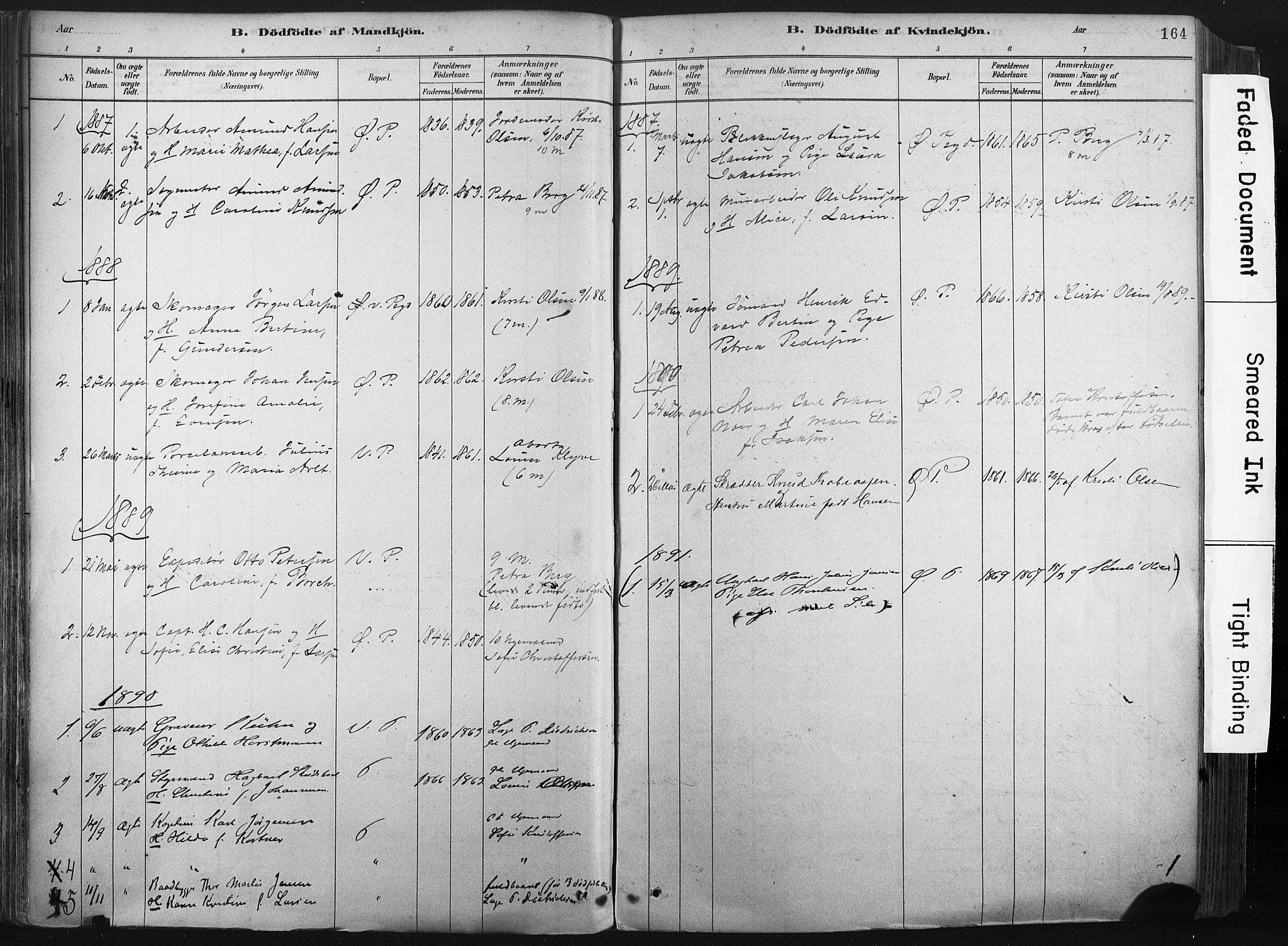 Porsgrunn kirkebøker , SAKO/A-104/F/Fa/L0008: Parish register (official) no. 8, 1878-1895, p. 164