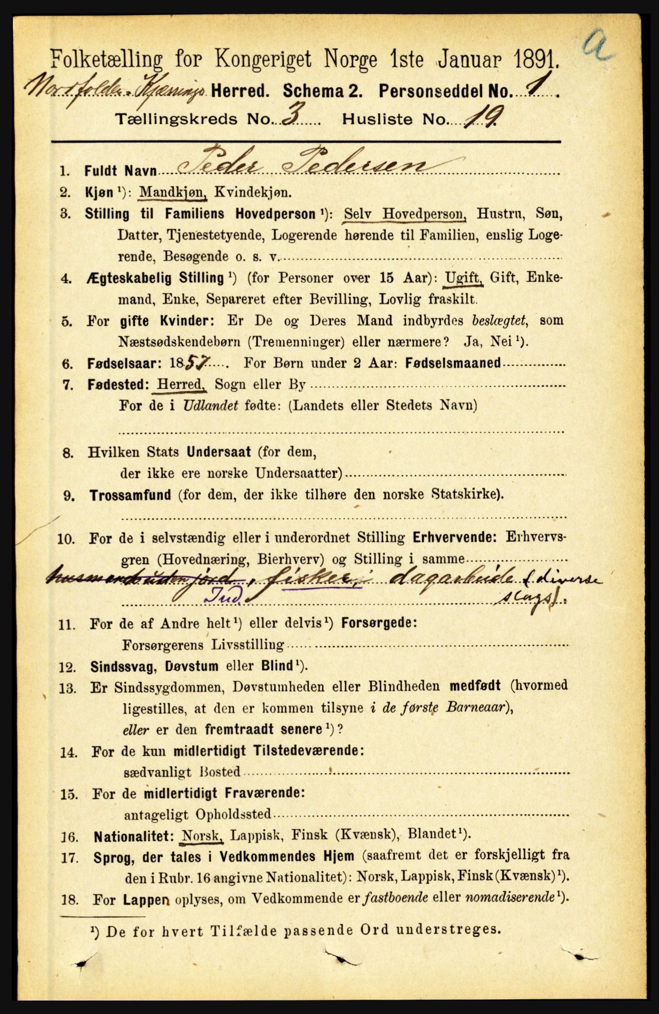 RA, 1891 census for 1846 Nordfold-Kjerringøy, 1891, p. 834