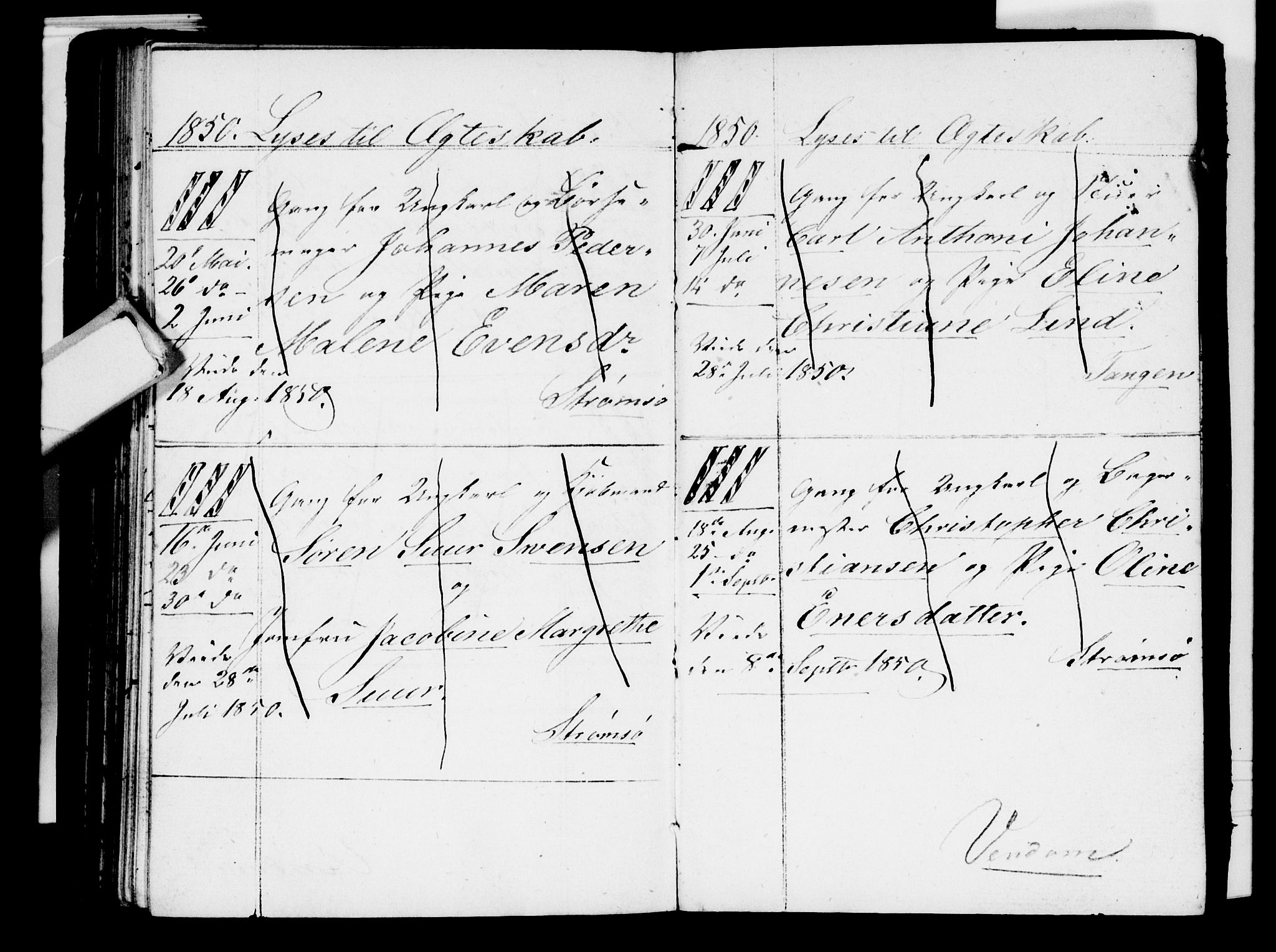 Strømsø kirkebøker, AV/SAKO-A-246/H/Ha/L0001: Banns register no. 1, 1836-1850