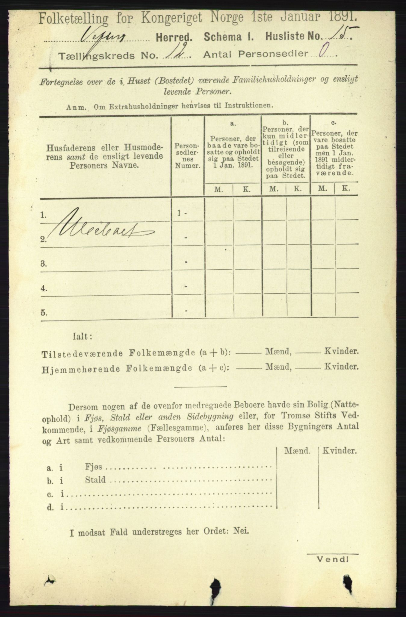 RA, 1891 census for 1824 Vefsn, 1891, p. 6070