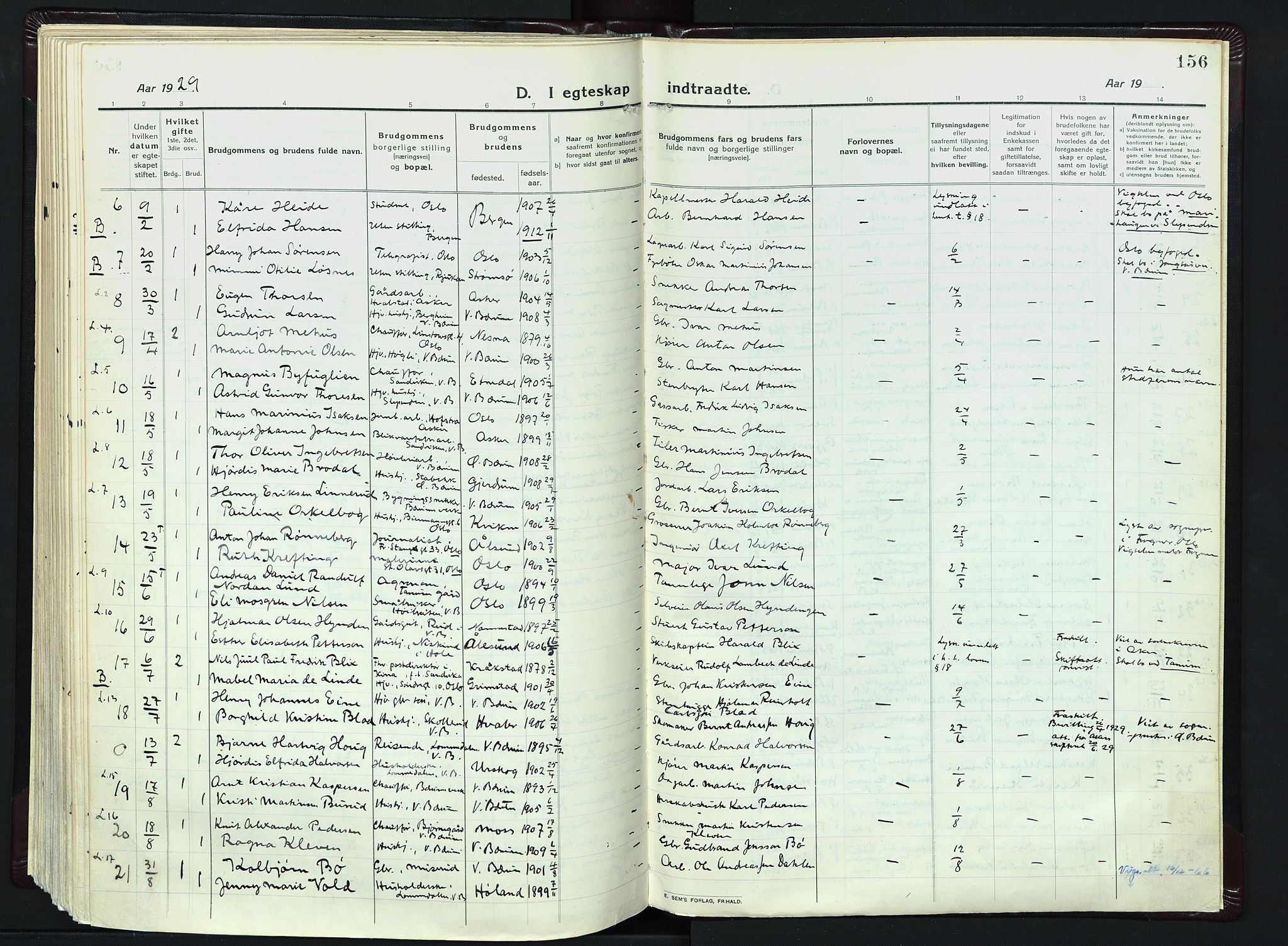 Vestre Bærum prestekontor Kirkebøker, SAO/A-10209a/F/Fa/L0003: Parish register (official) no. 3, 1916-1930, p. 156