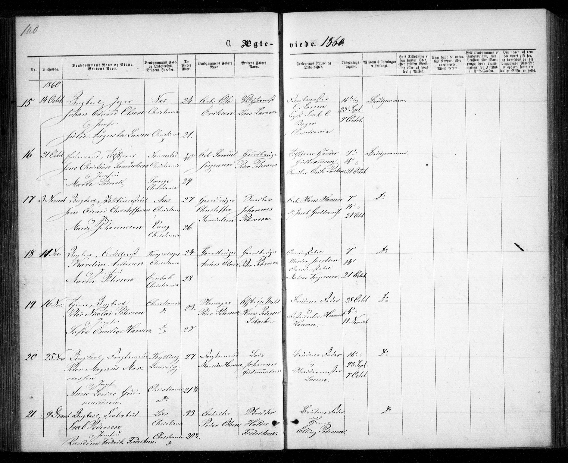 Garnisonsmenigheten Kirkebøker, AV/SAO-A-10846/G/Ga/L0006: Parish register (copy) no. 6, 1860-1880, p. 160