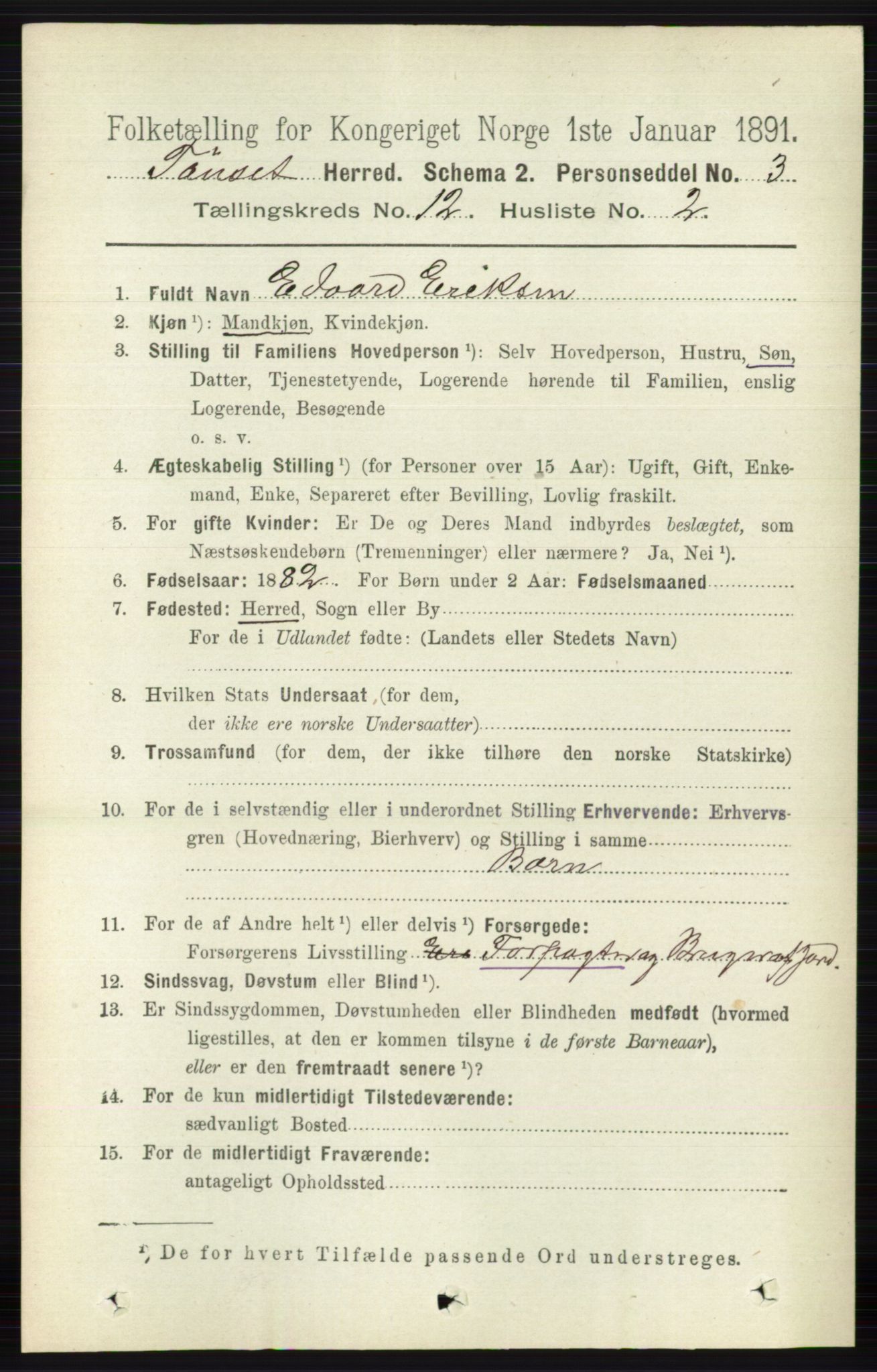 RA, 1891 census for 0437 Tynset, 1891, p. 3208