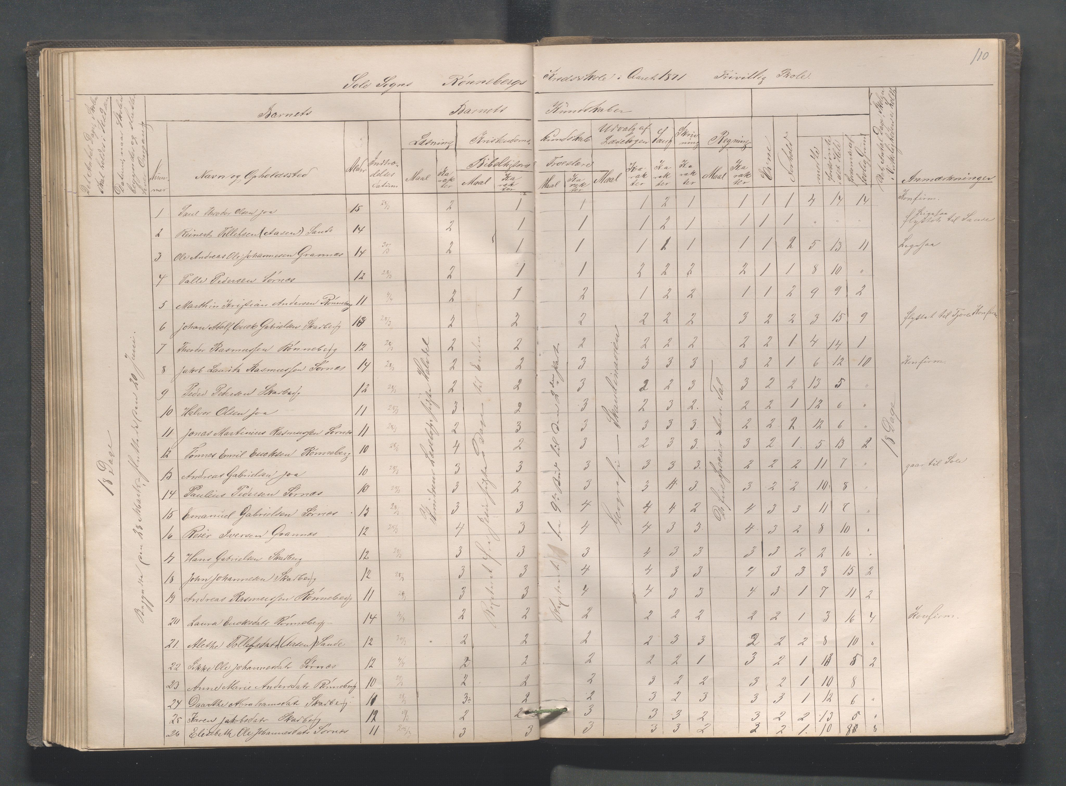 Håland kommune - Røyneberg skole, IKAR/A-1227/H/L0001: Skoleprotokoll - Røyneberg, Stangeland, 1871-1886, p. 110