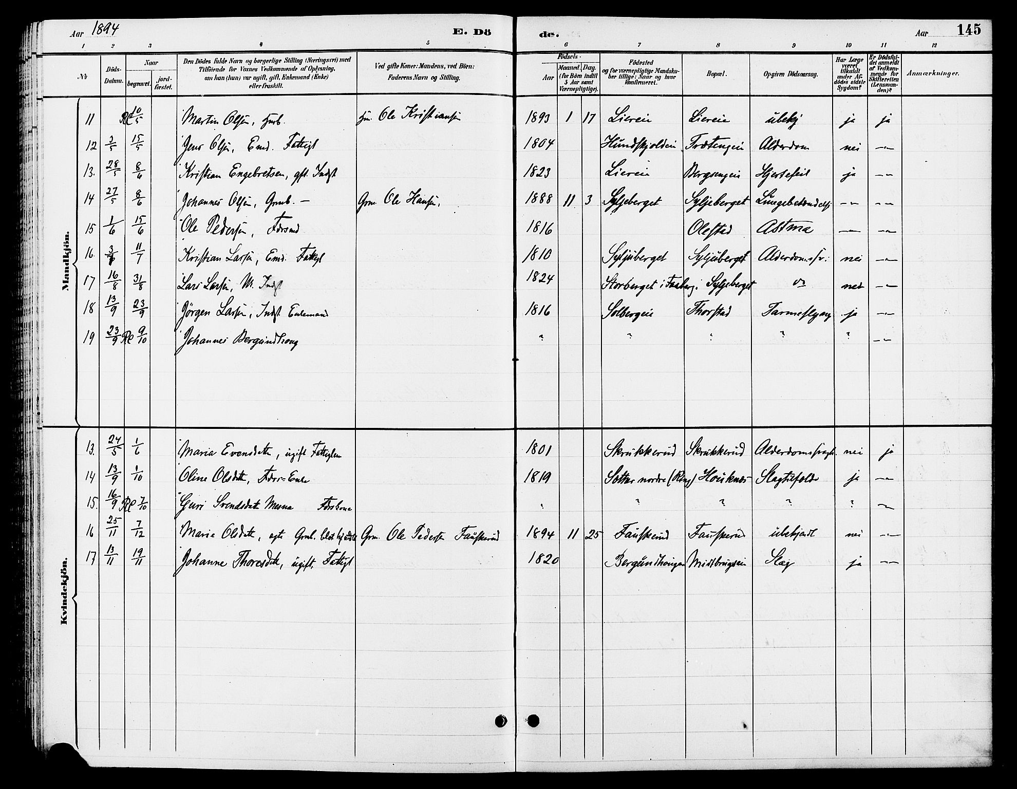 Ringsaker prestekontor, AV/SAH-PREST-014/L/La/L0013: Parish register (copy) no. 13, 1891-1904, p. 145