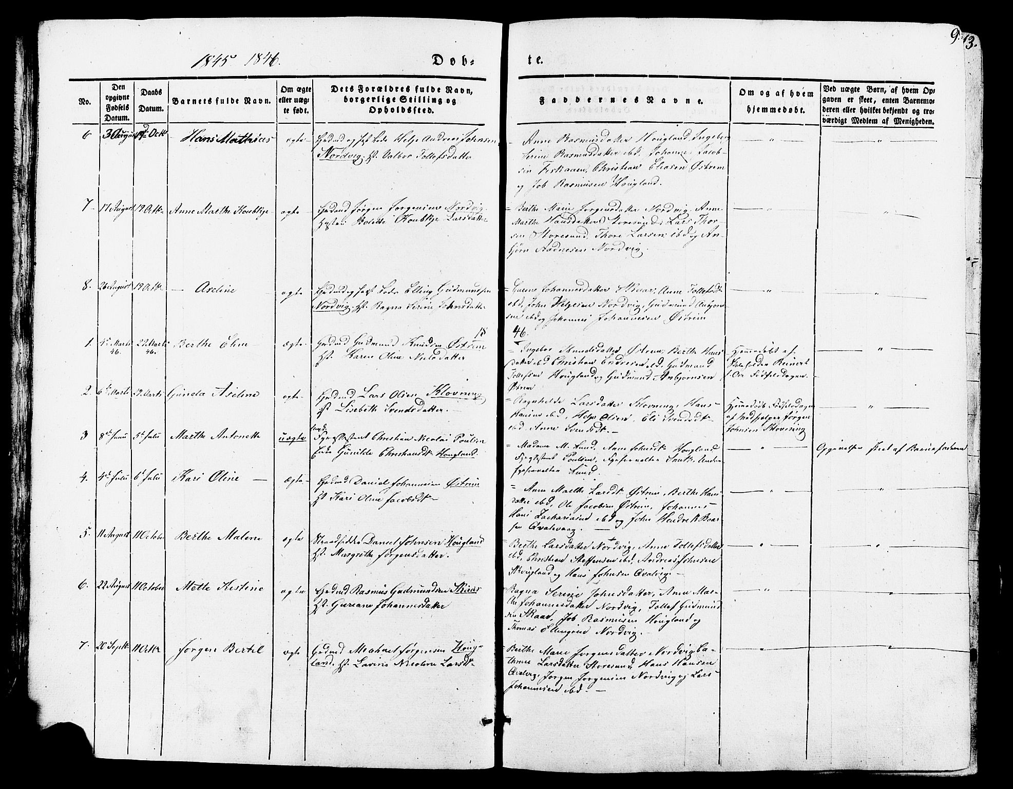 Torvastad sokneprestkontor, SAST/A -101857/H/Ha/Haa/L0007: Parish register (official) no. A 7, 1838-1882, p. 9