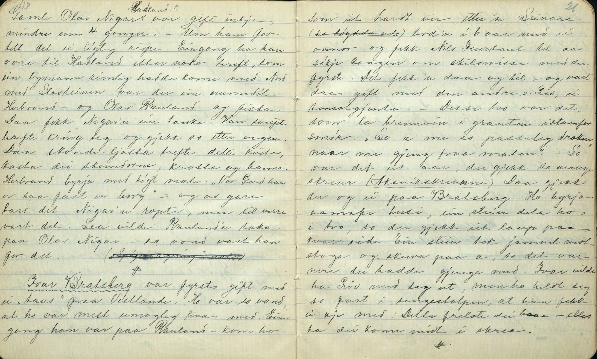 Rikard Berge, TEMU/TGM-A-1003/F/L0001/0005: 001-030 Innholdslister / 2. Erindringer om merkelige begivenheter, slegter, personligheder, 1900, p. 20-21