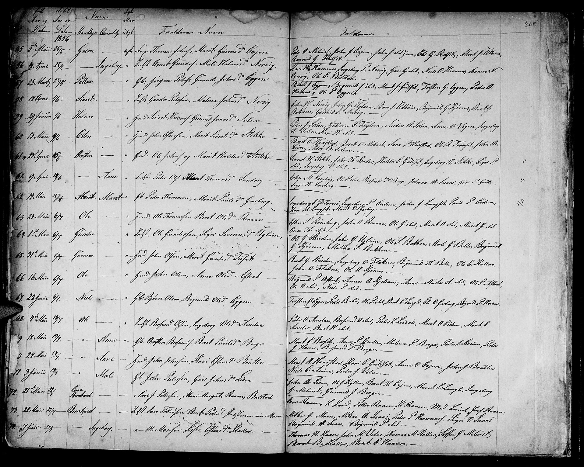 Ministerialprotokoller, klokkerbøker og fødselsregistre - Sør-Trøndelag, SAT/A-1456/695/L1154: Parish register (copy) no. 695C05, 1842-1858, p. 208