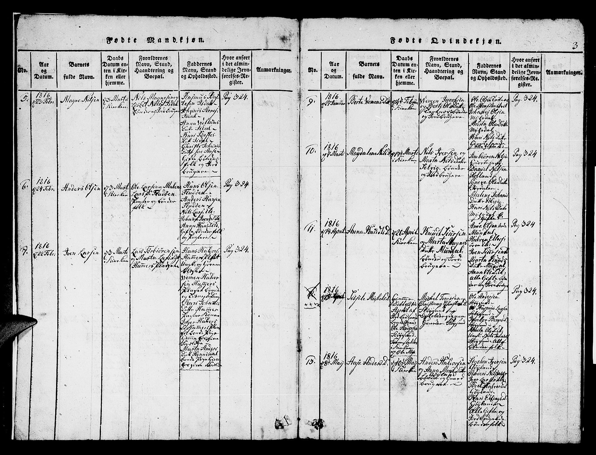 Hamre sokneprestembete, AV/SAB-A-75501/H/Ha/Hab: Parish register (copy) no. A 1, 1816-1826, p. 3