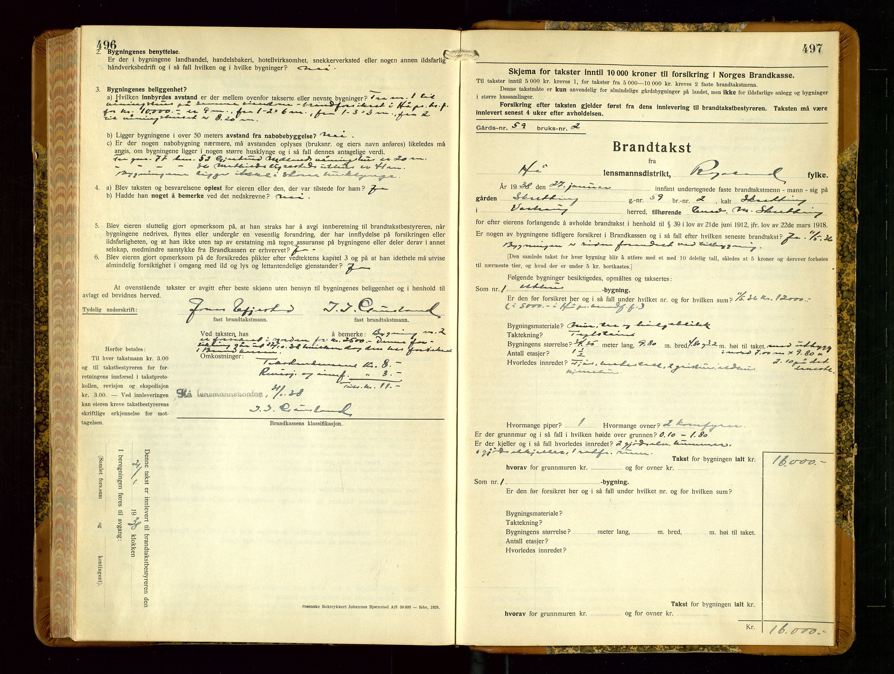 Hå lensmannskontor, AV/SAST-A-100456/Goa/L0006: Takstprotokoll (skjema), 1932-1938, p. 496-497