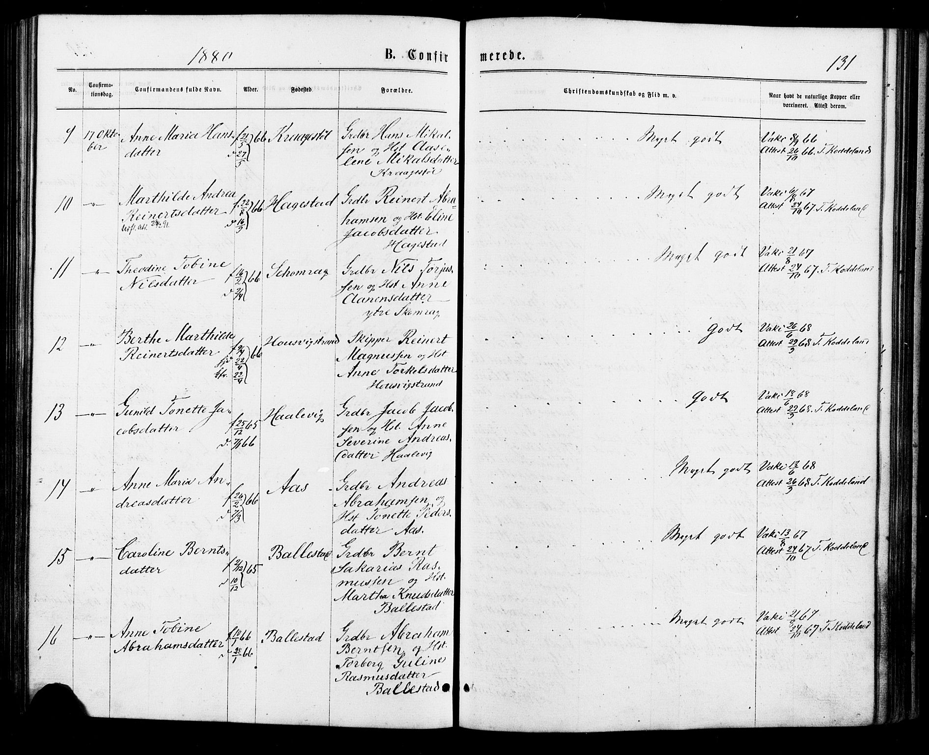 Lyngdal sokneprestkontor, AV/SAK-1111-0029/F/Fa/Faa/L0003: Parish register (official) no. A 3, 1871-1882, p. 131