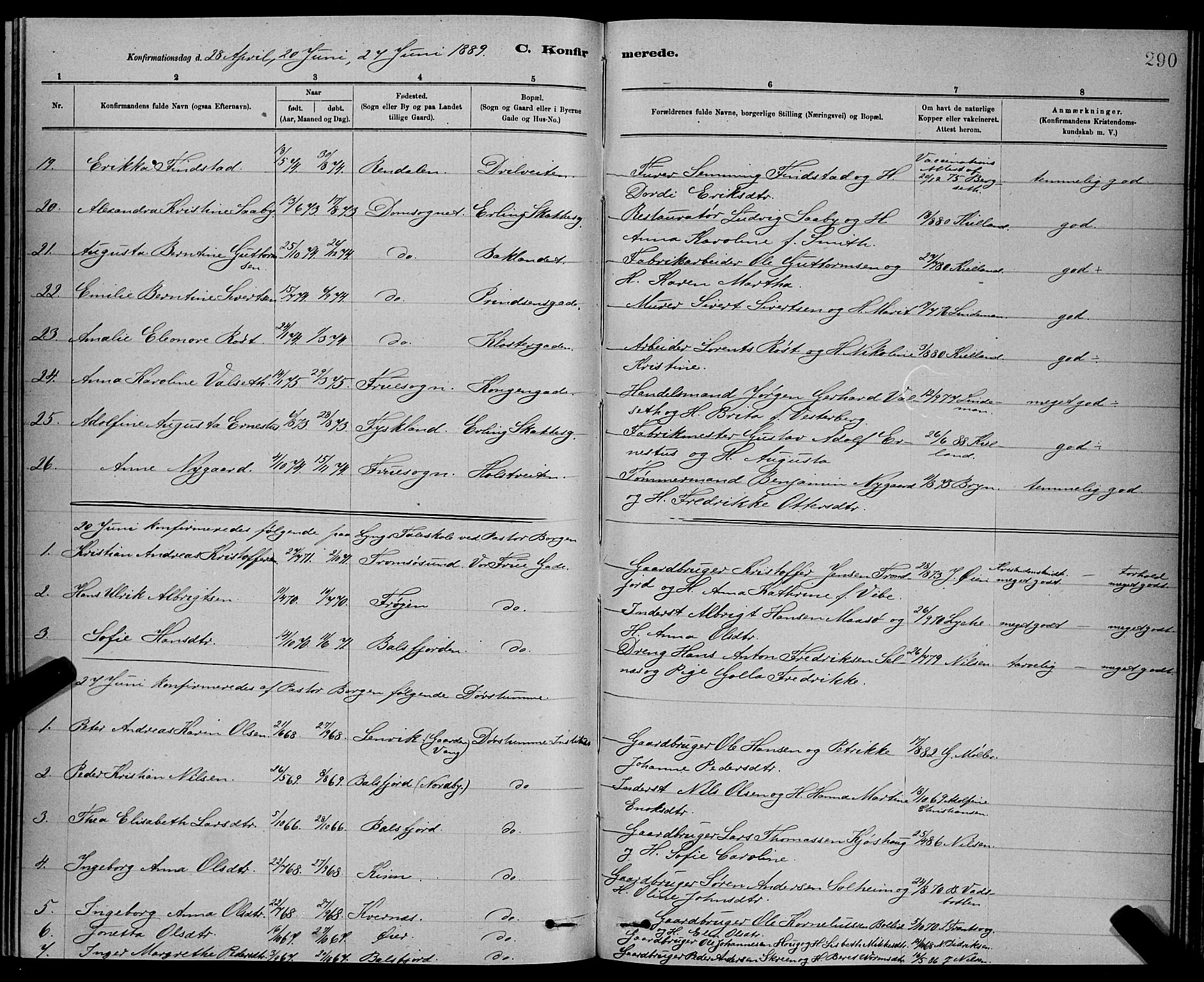 Ministerialprotokoller, klokkerbøker og fødselsregistre - Sør-Trøndelag, AV/SAT-A-1456/601/L0092: Parish register (copy) no. 601C10, 1884-1897, p. 290