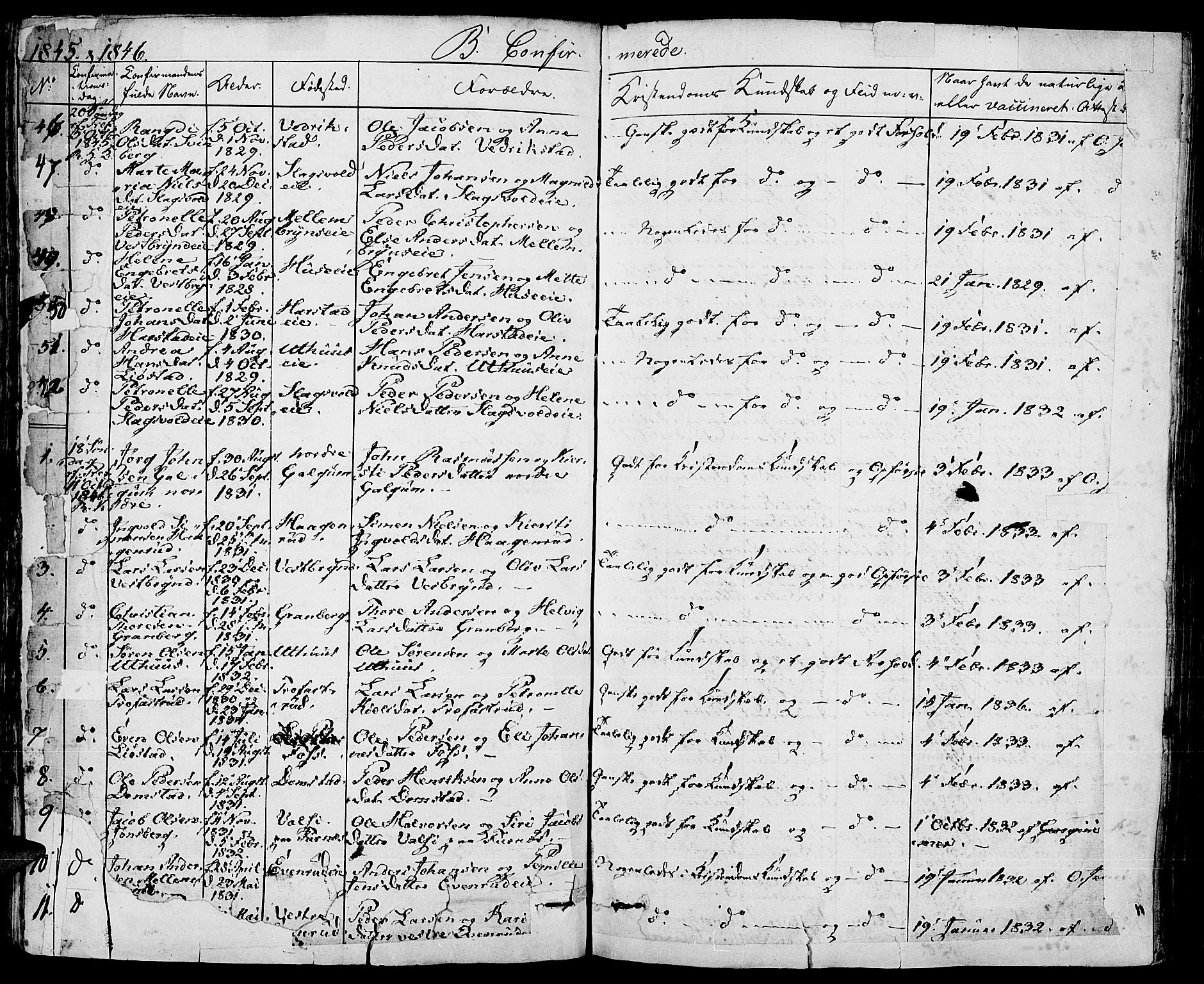 Romedal prestekontor, SAH/PREST-004/K/L0003: Parish register (official) no. 3, 1829-1846, p. 186