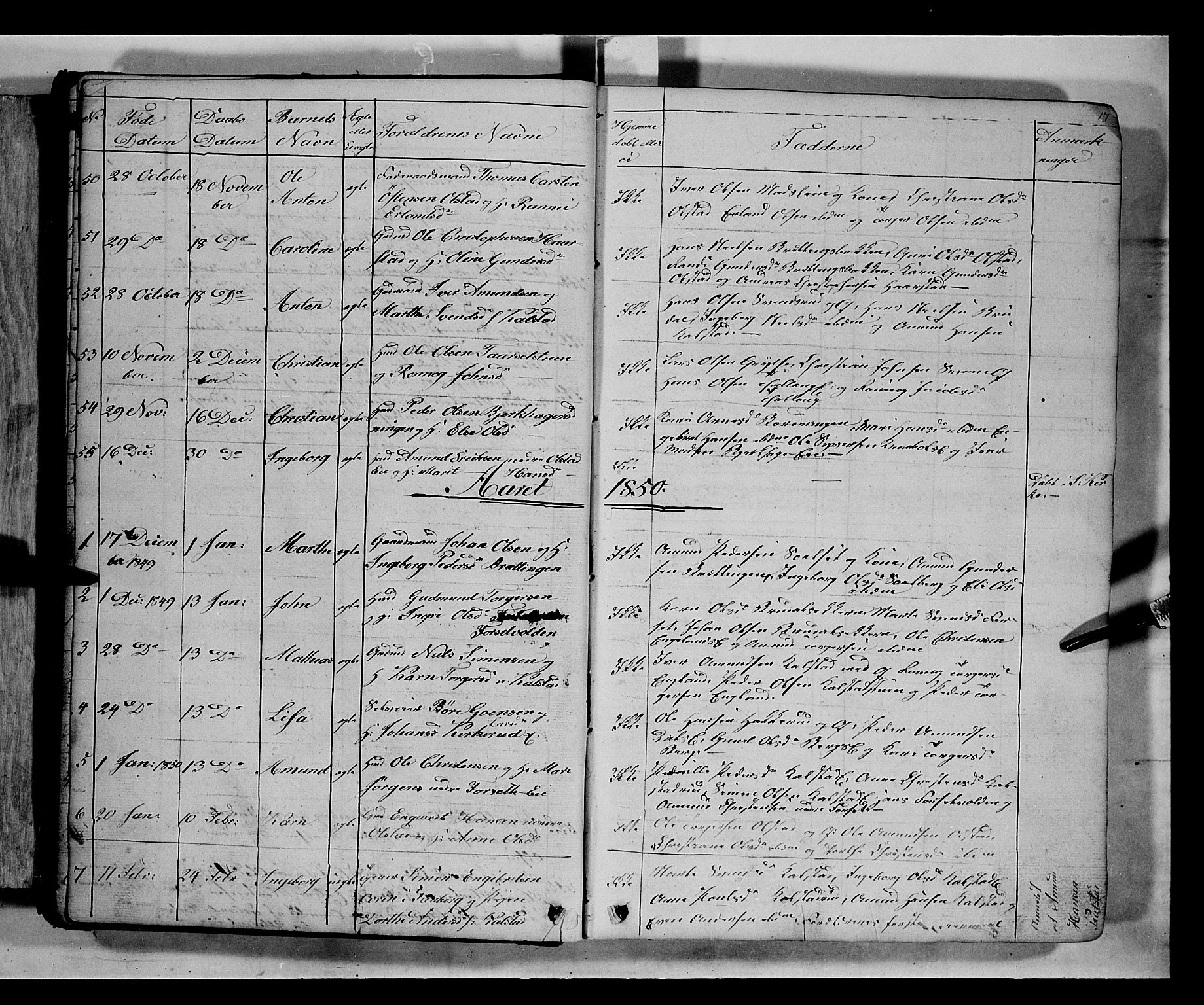 Gausdal prestekontor, SAH/PREST-090/H/Ha/Hab/L0005: Parish register (copy) no. 5, 1846-1867, p. 17