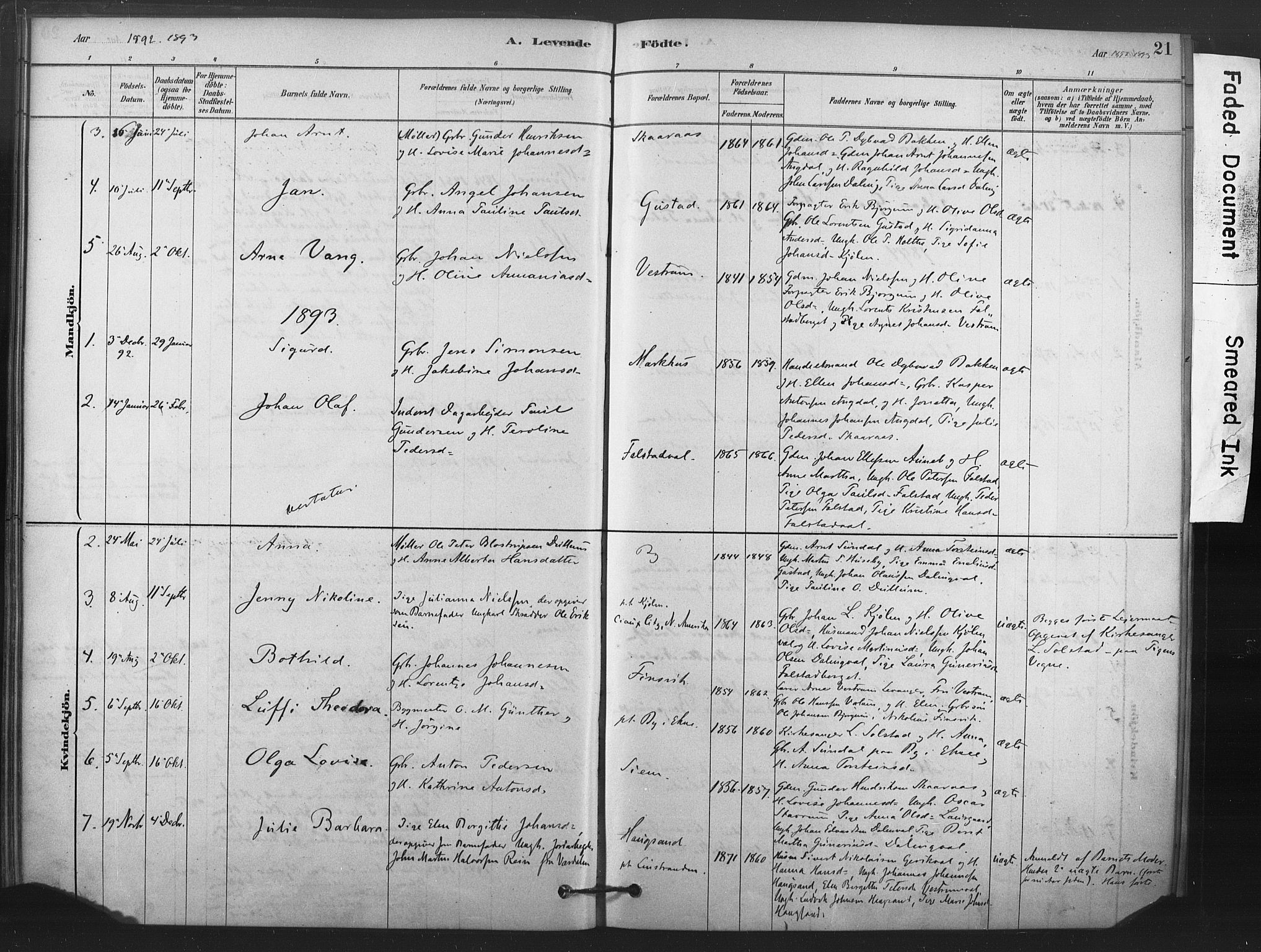 Ministerialprotokoller, klokkerbøker og fødselsregistre - Nord-Trøndelag, SAT/A-1458/719/L0178: Parish register (official) no. 719A01, 1878-1900, p. 21