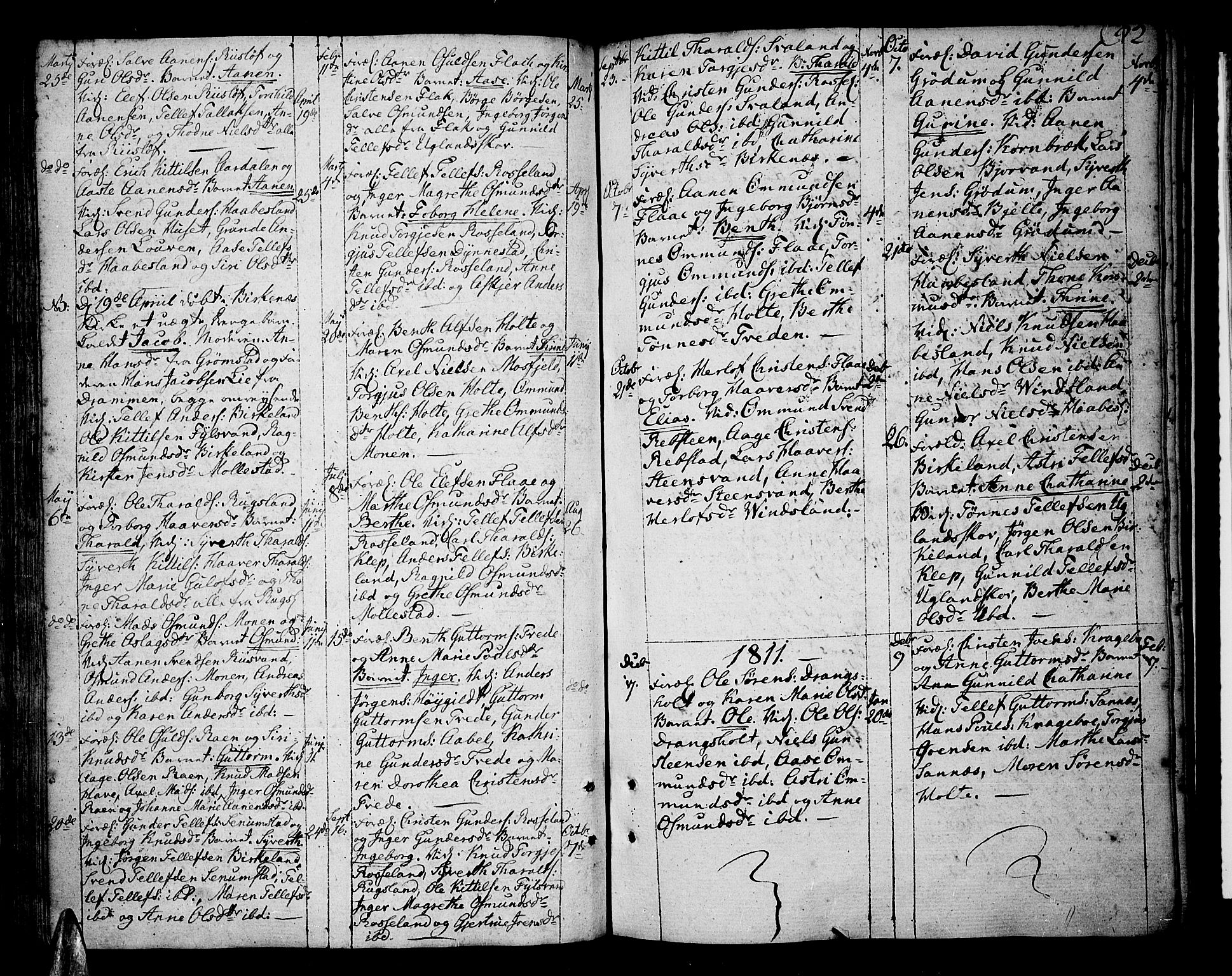Tveit sokneprestkontor, SAK/1111-0043/F/Fa/L0001: Parish register (official) no. A 1, 1794-1819, p. 92