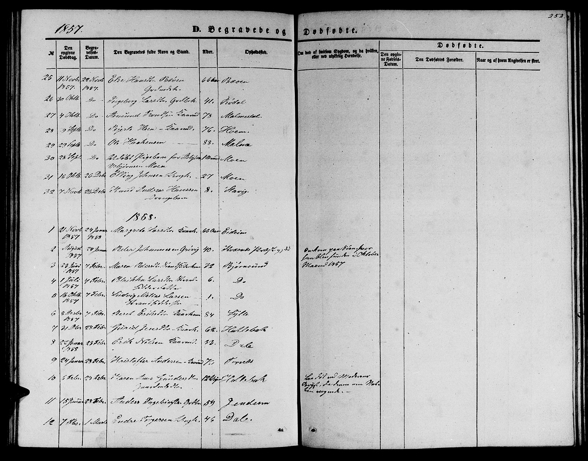 Ministerialprotokoller, klokkerbøker og fødselsregistre - Møre og Romsdal, SAT/A-1454/565/L0753: Parish register (copy) no. 565C02, 1845-1870, p. 252