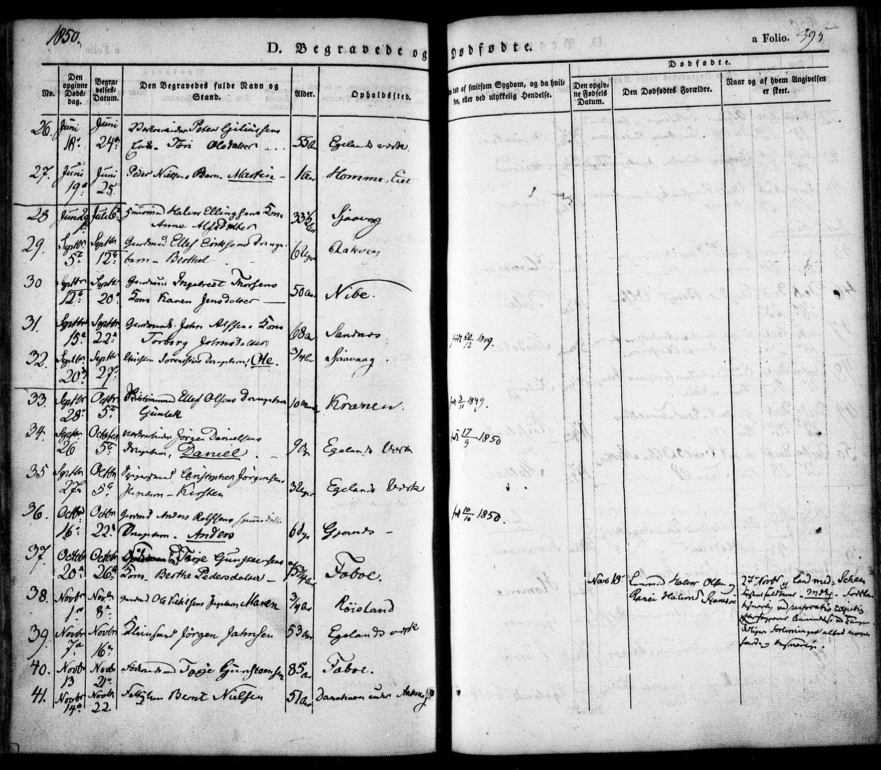 Søndeled sokneprestkontor, SAK/1111-0038/F/Fa/L0002: Parish register (official) no. A 2, 1839-1860, p. 395