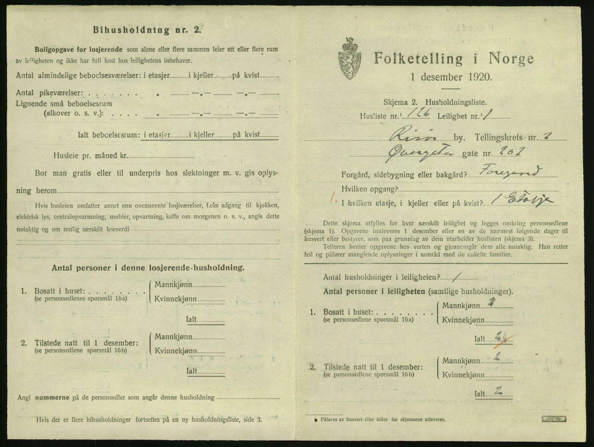 SAK, 1920 census for Risør, 1920, p. 2307