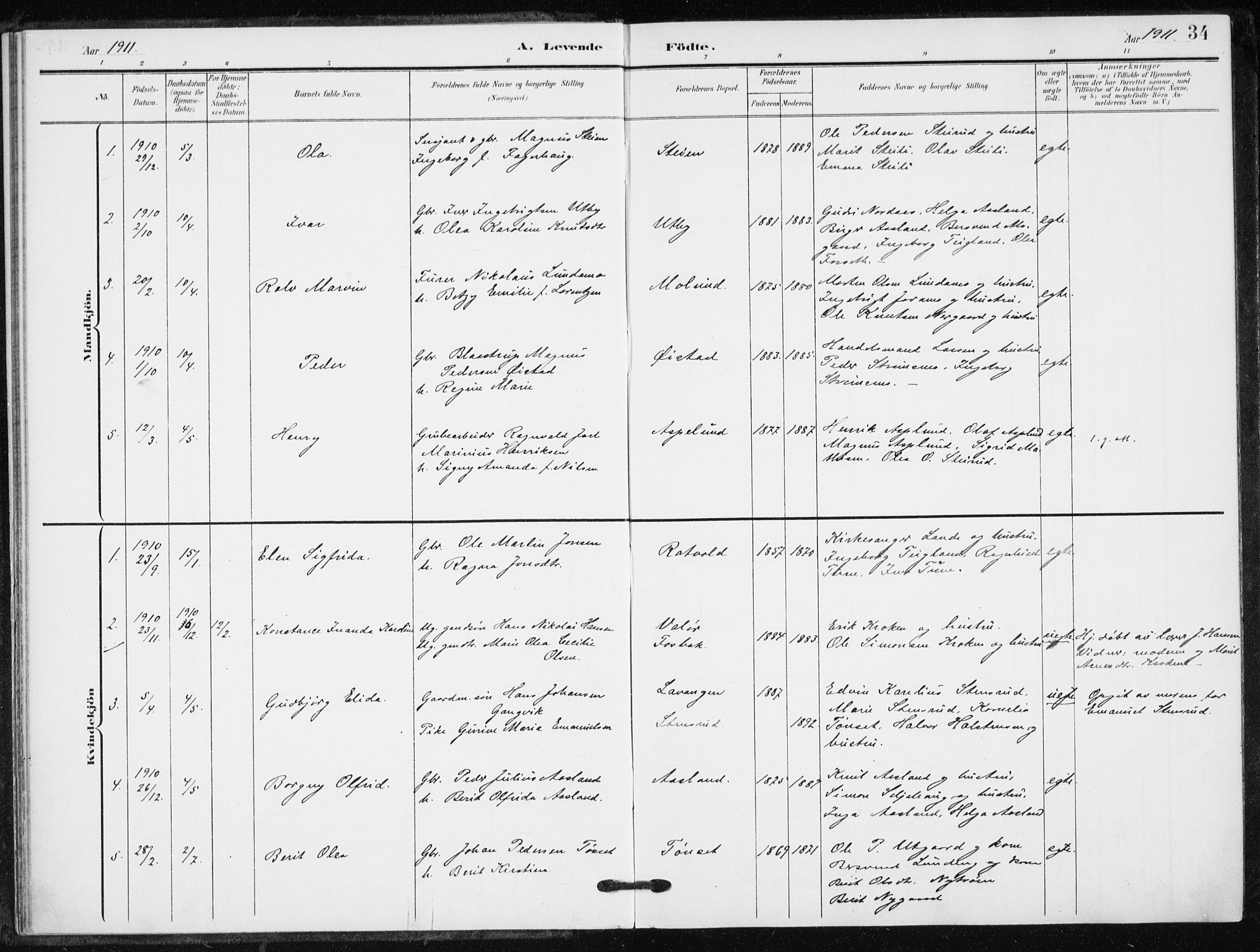 Målselv sokneprestembete, SATØ/S-1311/G/Ga/Gaa/L0013kirke: Parish register (official) no. 13, 1903-1919, p. 34