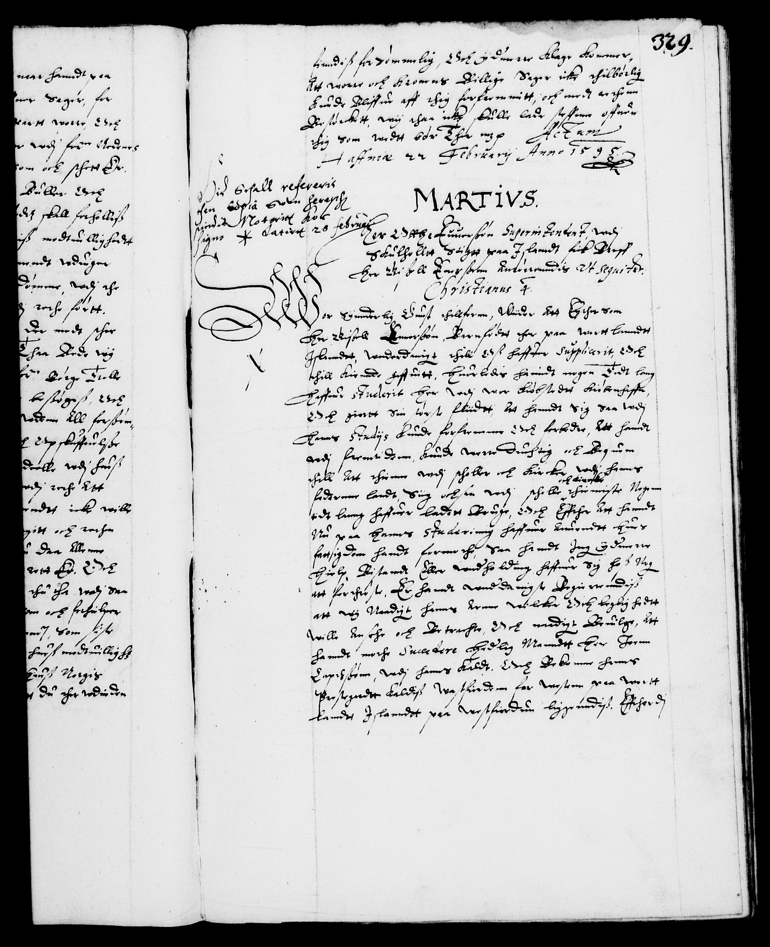 Danske Kanselli 1572-1799, RA/EA-3023/F/Fc/Fca/Fcab/L0002: Norske tegnelser (mikrofilm), 1588-1596, p. 329a