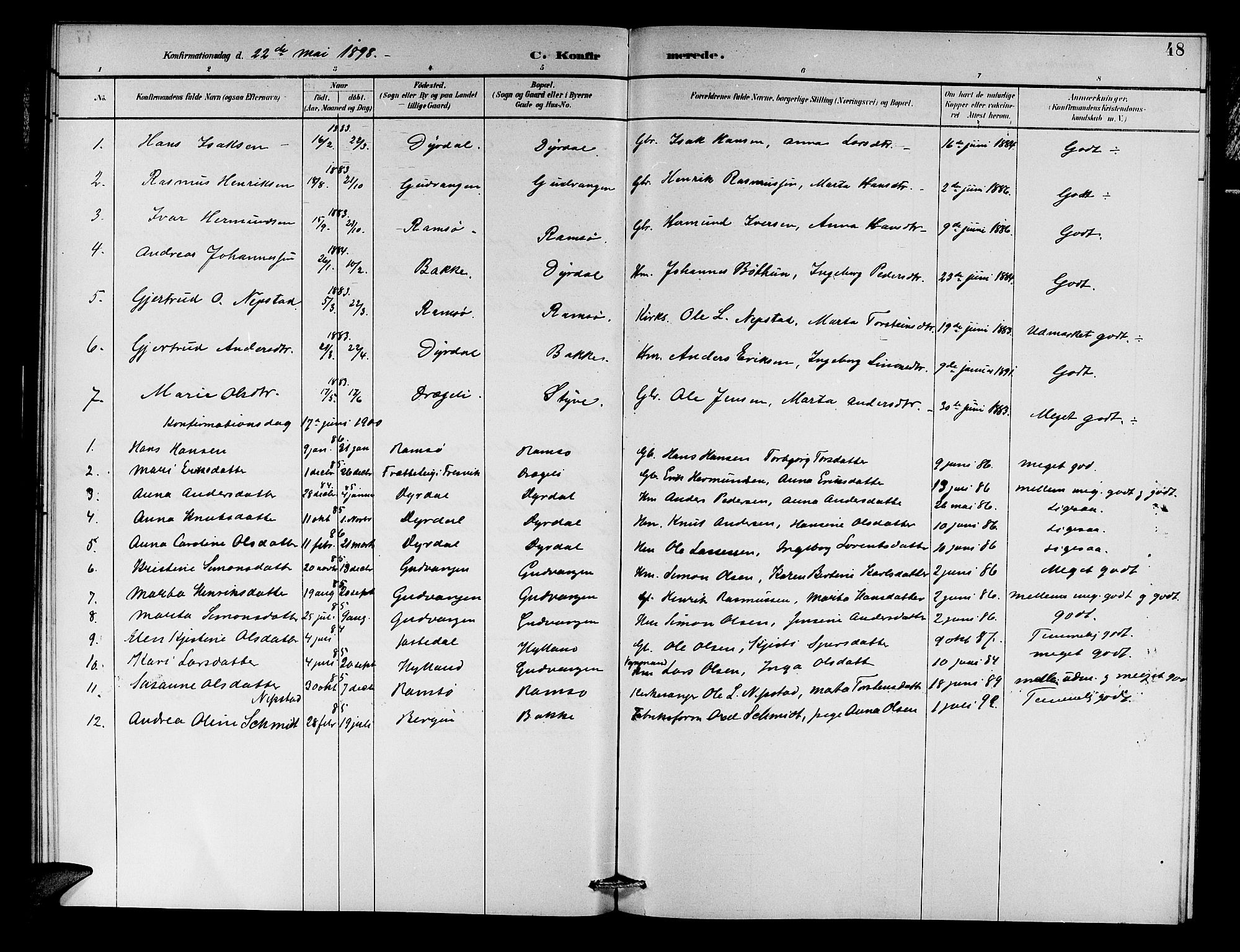Aurland sokneprestembete, SAB/A-99937/H/Hb/Hbc/L0002: Parish register (copy) no. C 2, 1883-1900, p. 48