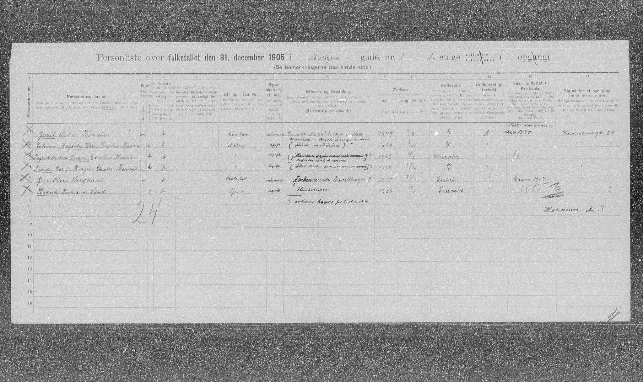 OBA, Municipal Census 1905 for Kristiania, 1905, p. 34228